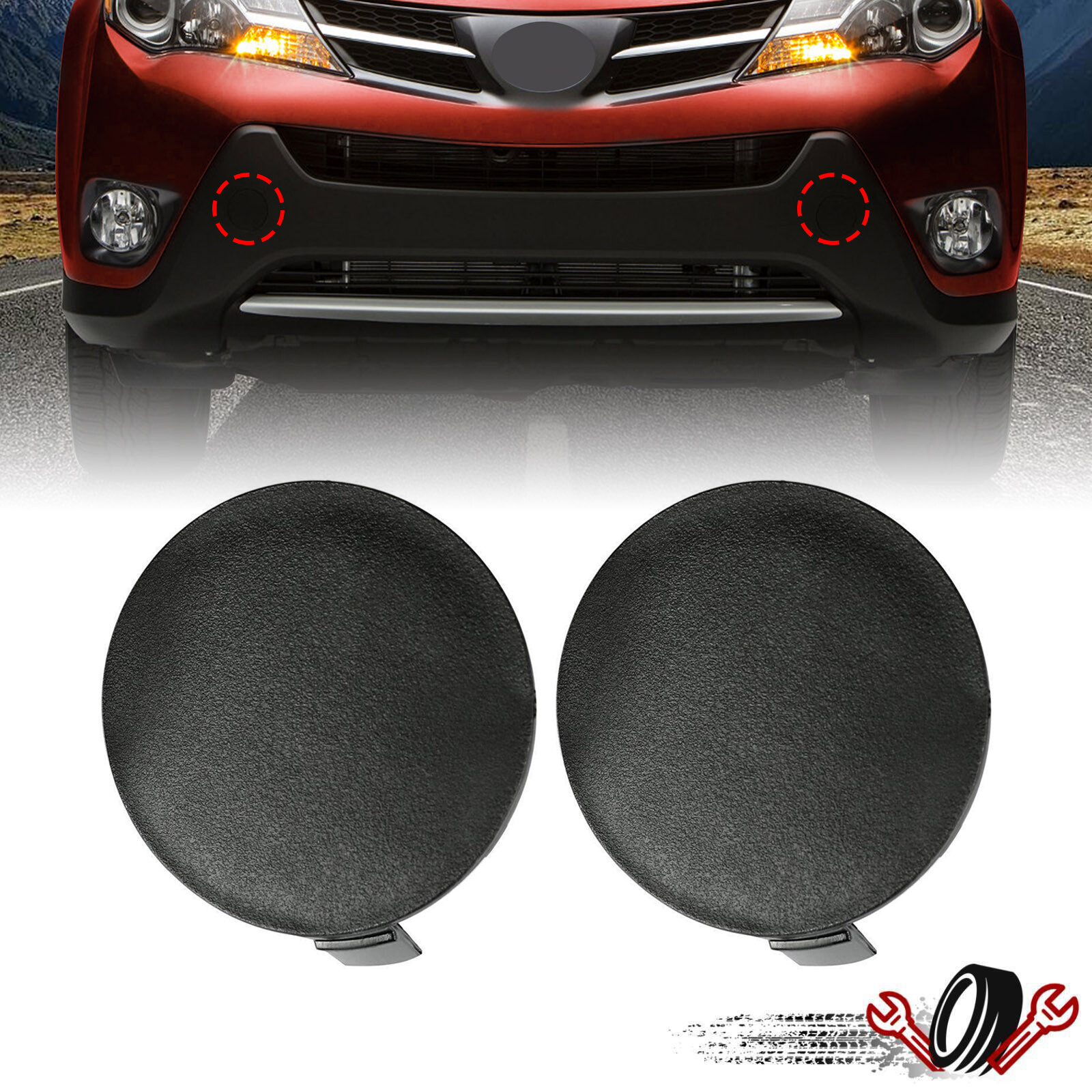 Pair Front Bumper Tow Hook Cover Caps For Toyota RAV4 2013 2014 2015 2PCS LH&RH Pair Front Bumper Tow Hook Cover Caps For Toyota RAV4 2013 2014 2015 2PCS LH&RH