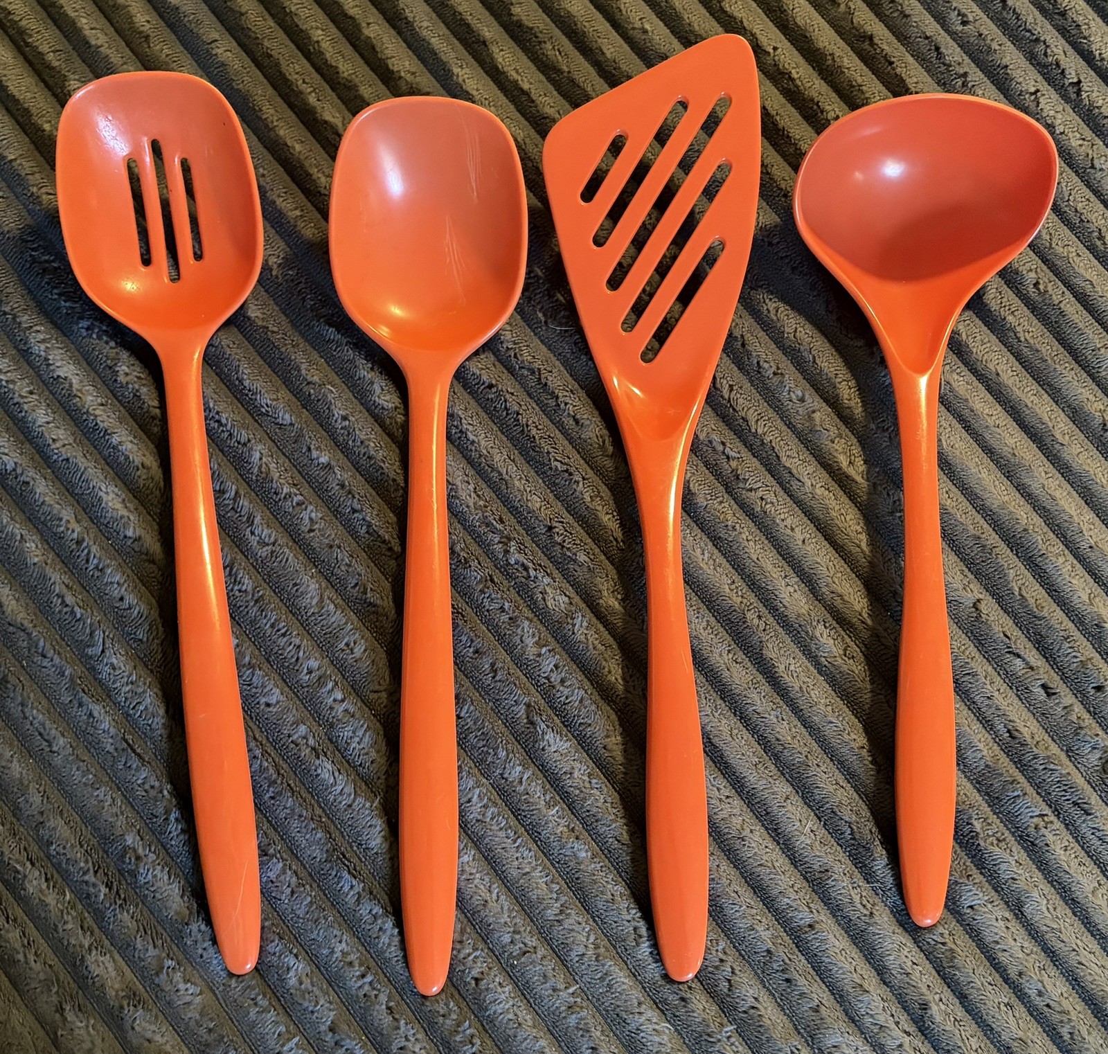 Vintage Hutzler Orange Melamine Cooking Kitchen Utensils - Set of 4 Vintage Hutzler Orange Melamine Cooking Kitchen Utensils - Set of 4