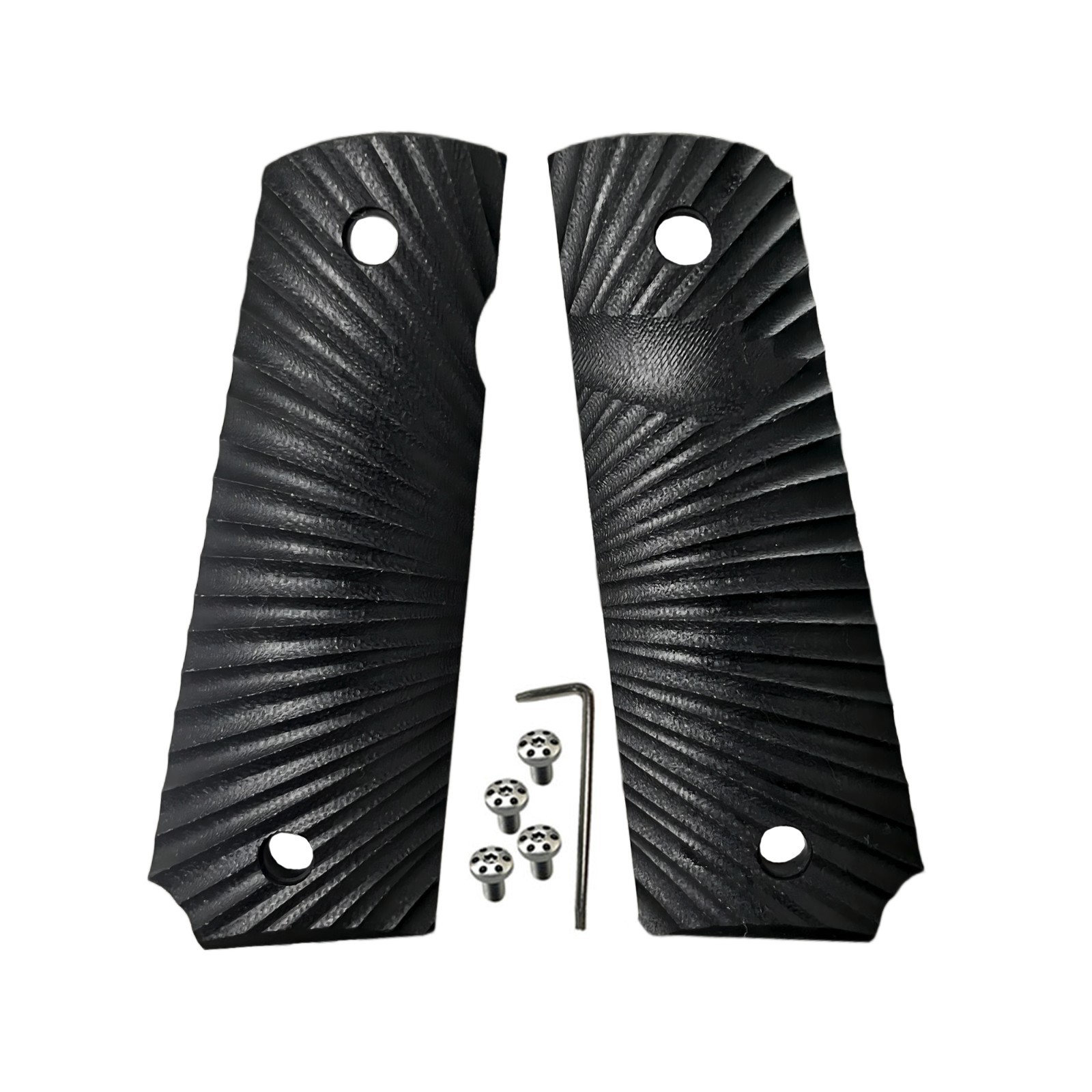 1911 Grips Colt G10 Full Size Wavey Black W/Screws Fits Springfield Gun Grips