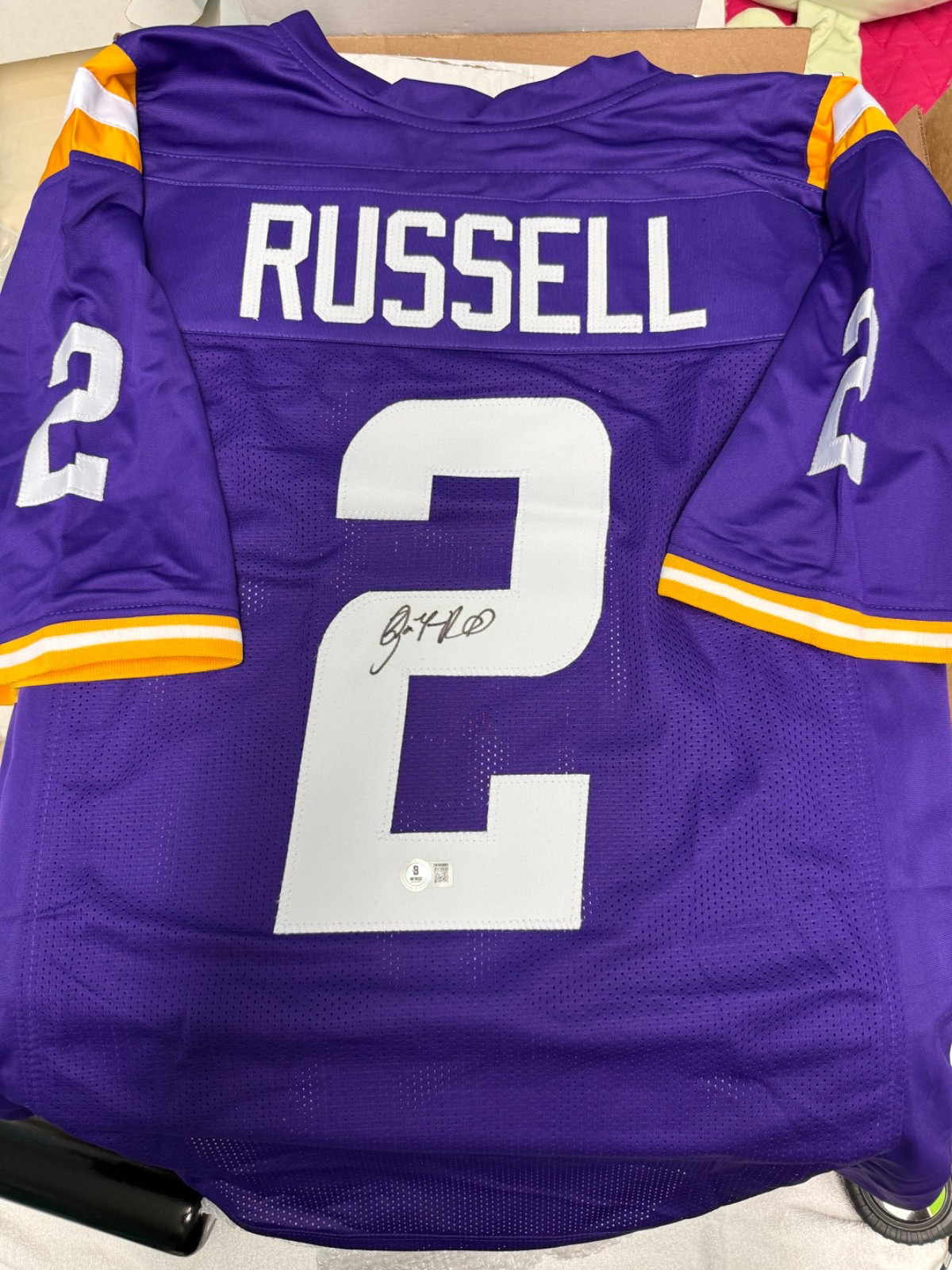 JAMARCUS RUSSELL SIGNED AUTOGRAPHED CUSTOM LSU JERSEY BECKETT AUTHENTICATED JAMARCUS RUSSELL SIGNED AUTOGRAPHED CUSTOM LSU JERSEY BECKETT AUTHENTICATED