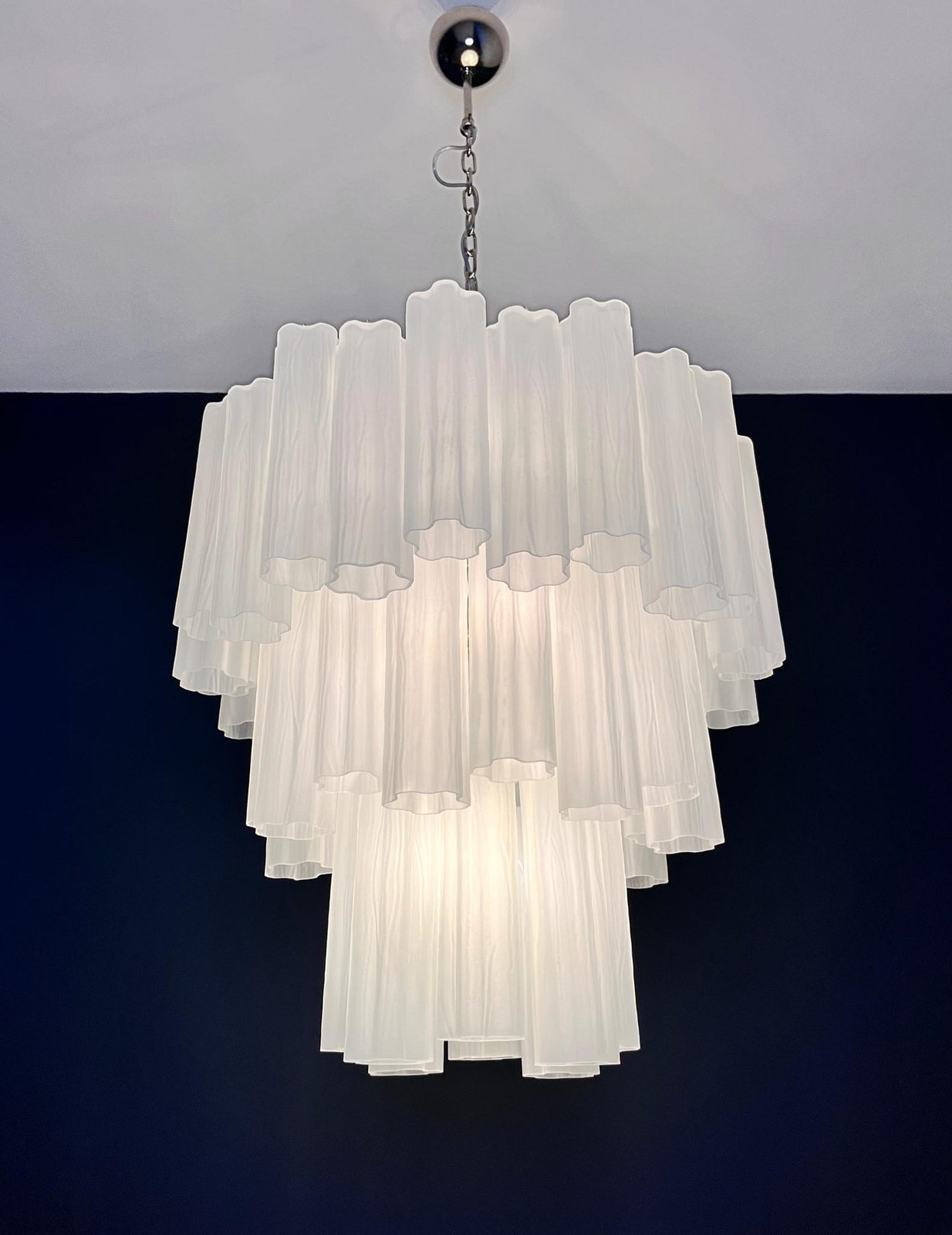 Three-Tier Venini Murano Glass Tube Chandelier Luxury Pendant Light Ceiling Lamp