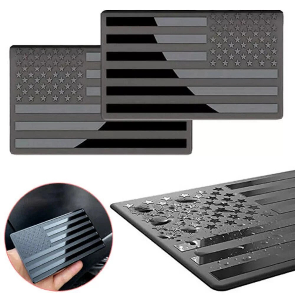 2Pcs American US Flag Car Stickers Metal Emblem Badge Decal Exterior Accessories