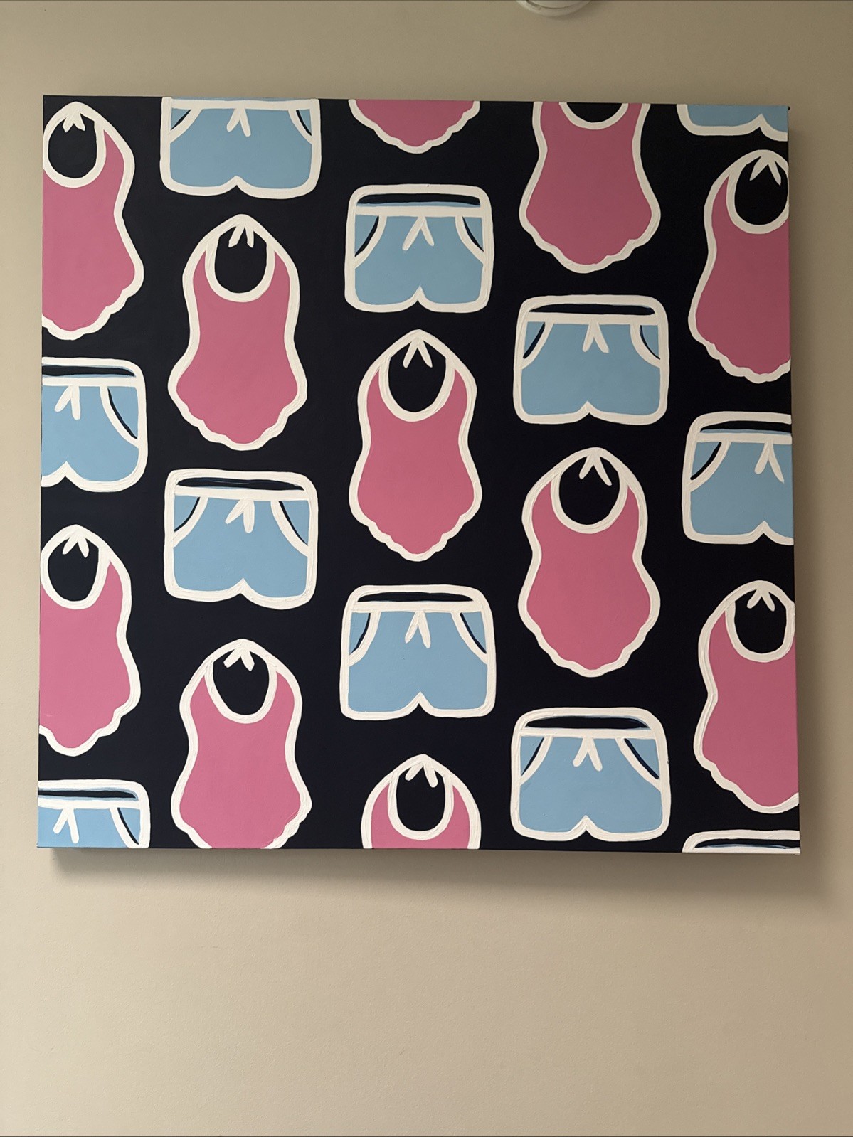 Canvas Art Painting by Me. Signed. Original. Swimsuit Themed 3ft X 3ft X 1” Canvas Art Painting by Me. Signed. Original. Swimsuit Themed 3ft X 3ft X 1”