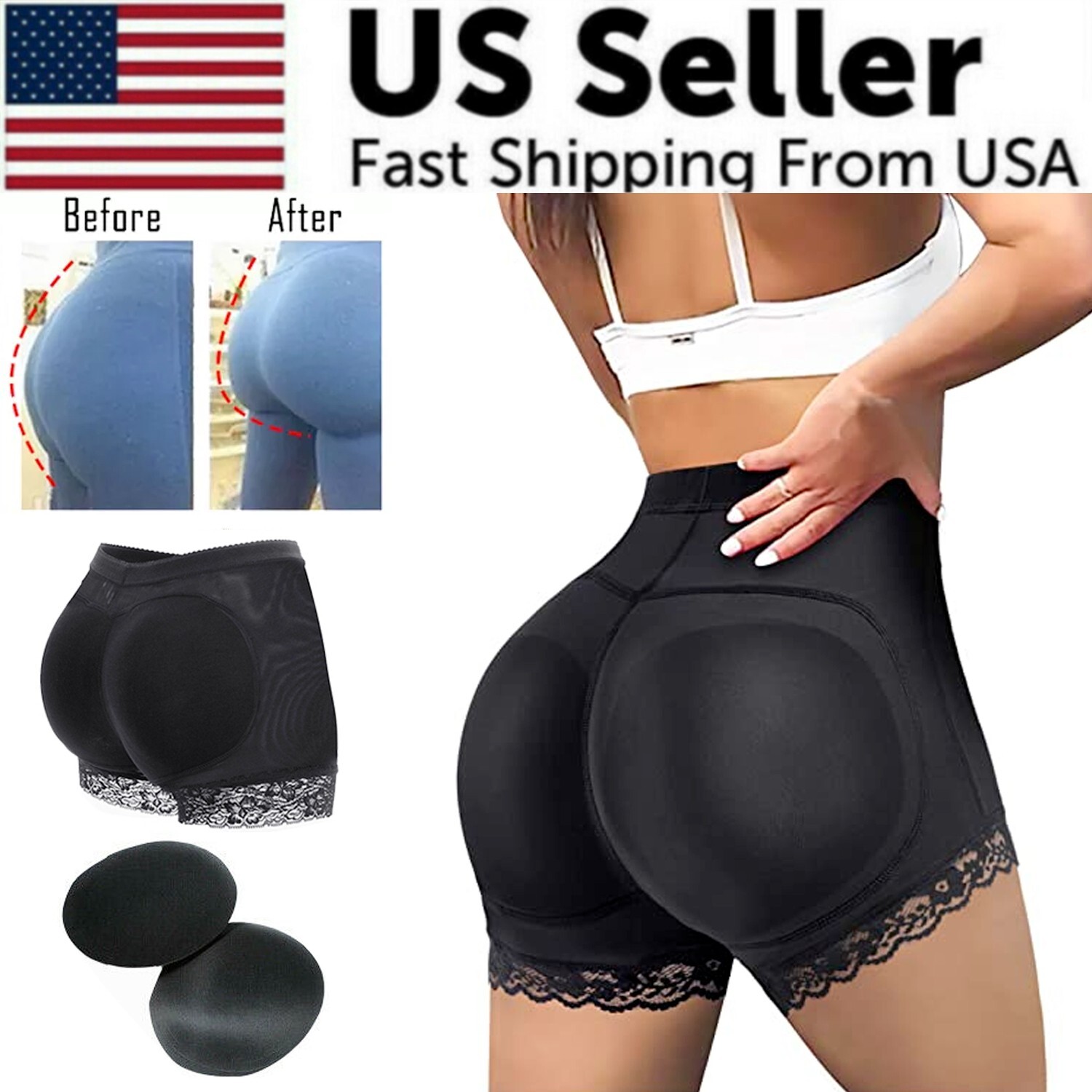 Booty Shaper Padded Underwear Panty Women's FAKE ASS Butt Lifter & Hip Enhancer Booty Shaper Padded Underwear Panty Women's FAKE ASS Butt Lifter & Hip Enhancer
