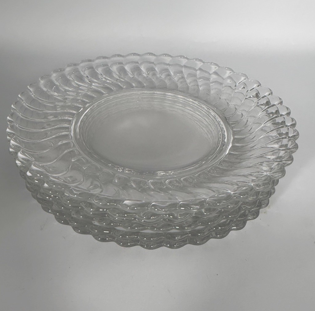 Fostoria Colony Clear Glass Salad Plates 7.25” Set of  6 Vintage Swirl