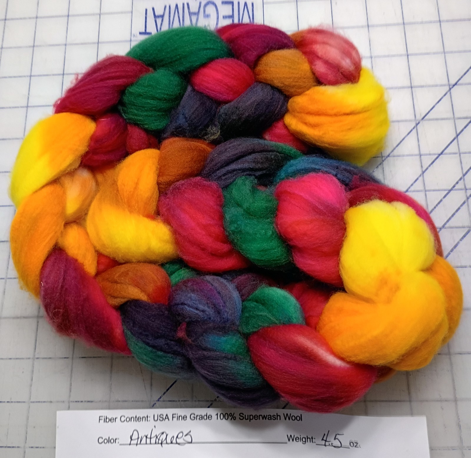 Fine Superwash Wool Top Roving Spinning Handpainted Dyed USA NWT Antiques