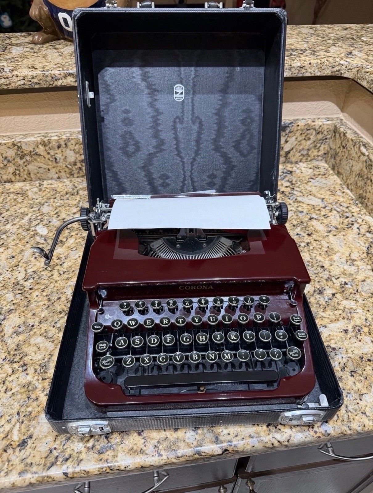Clean Antique 1930s Smith Corona Silent Maroon Red Portable Typewriter With Case