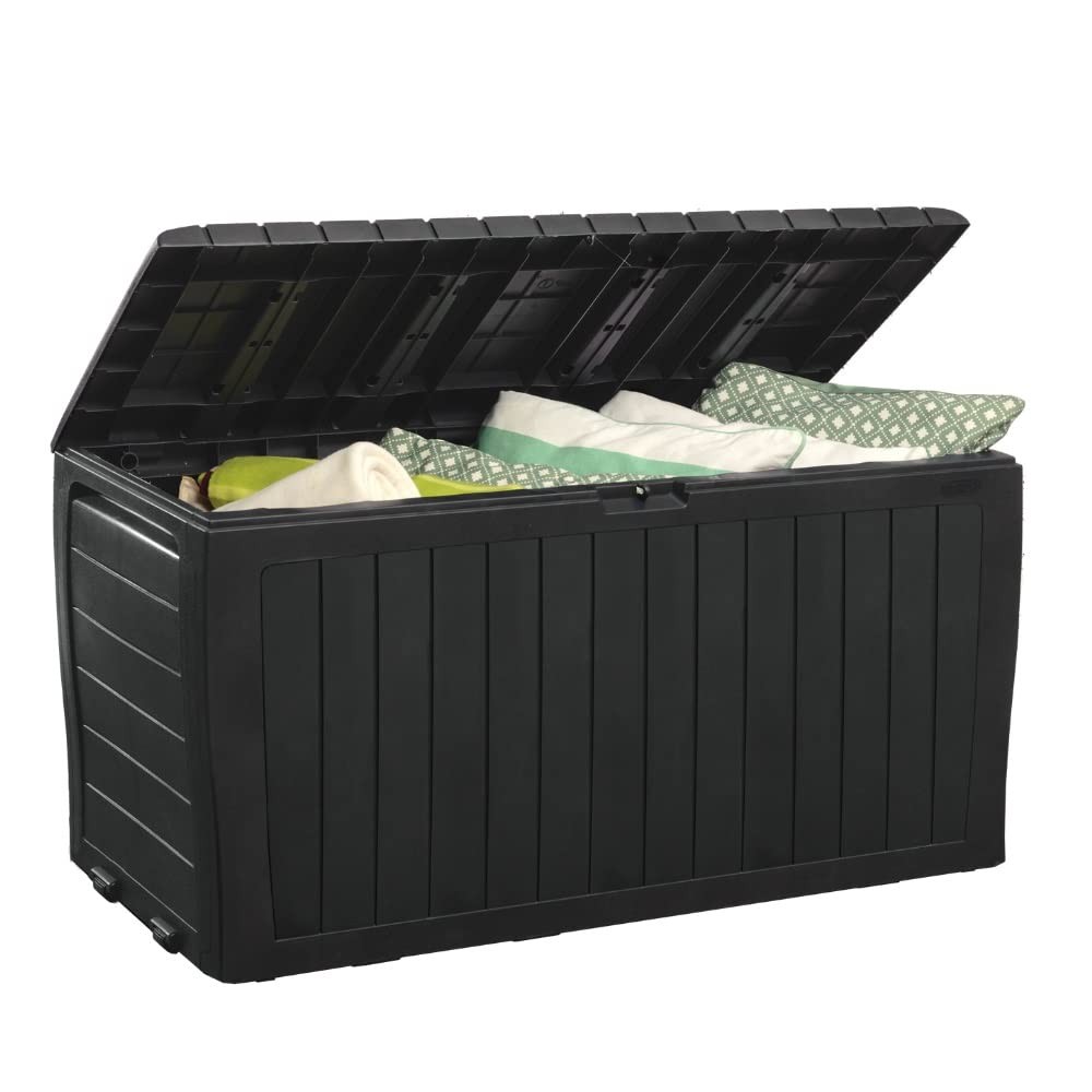 Resin Deck Box 71 Gallon Storage Outdoor Patio Graphite Keter Marvel Plus Throw Resin Deck Box 71 Gallon Storage Outdoor Patio Graphite Keter Marvel Plus Throw