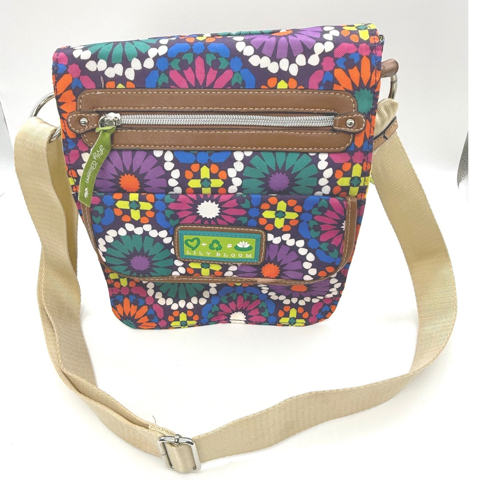 Lily Bloom Crossbody Bag Karma Bloom Recycled Fabric Floral Kaleidoscope Purple
