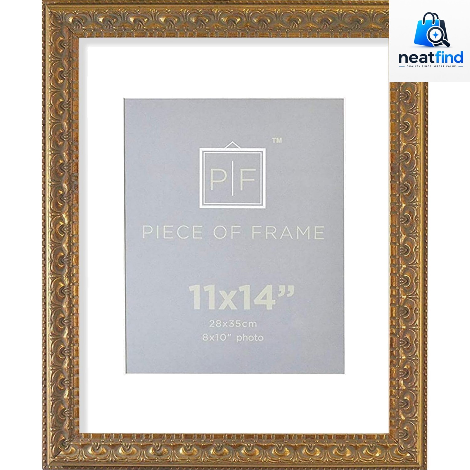 Stylish 11x14 Bronze Picture Frame with White Mat for Weddings & Holidays