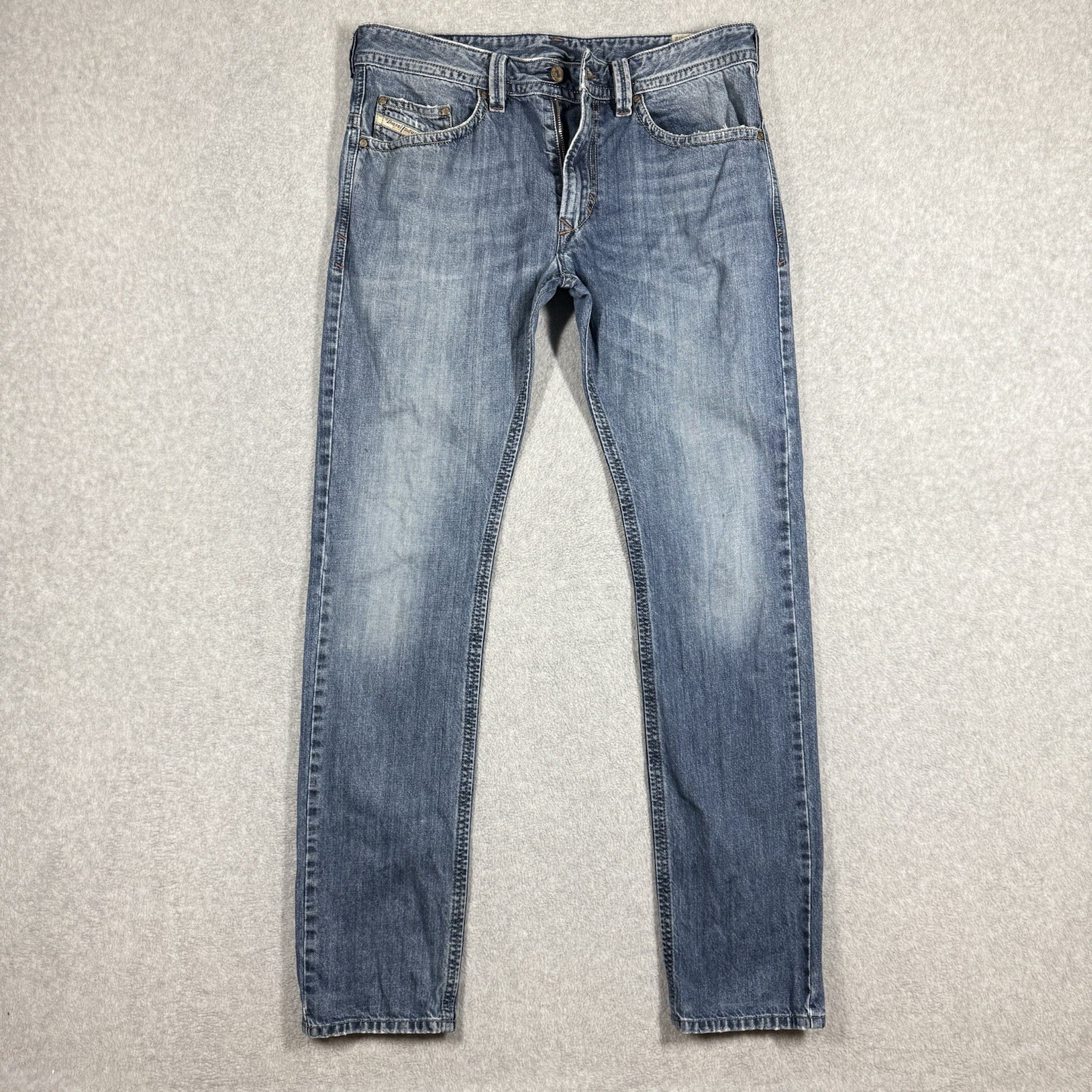 Diesel Thavar Jeans Men 32x32 Blue Slim Skinny Faded Whiskered Moto Zip Fly Diesel Thavar Jeans Men 32x32 Blue Slim Skinny Faded Whiskered Moto Zip Fly