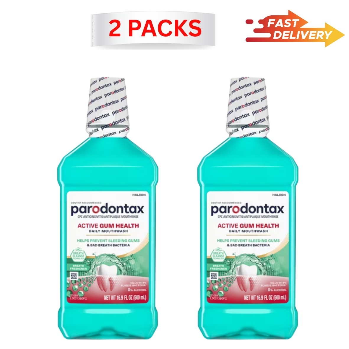 2X Parodontax Active Gum Health Mouthwash, Antiplaque & Antigingivitis, 16.9 Oz