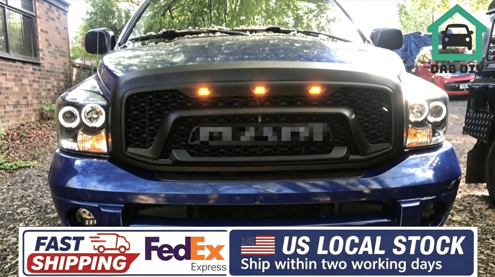 For 2006-2008 Dodge Ram 1500 Gloss Black Front Upper Grille W/ Light Hot Ready