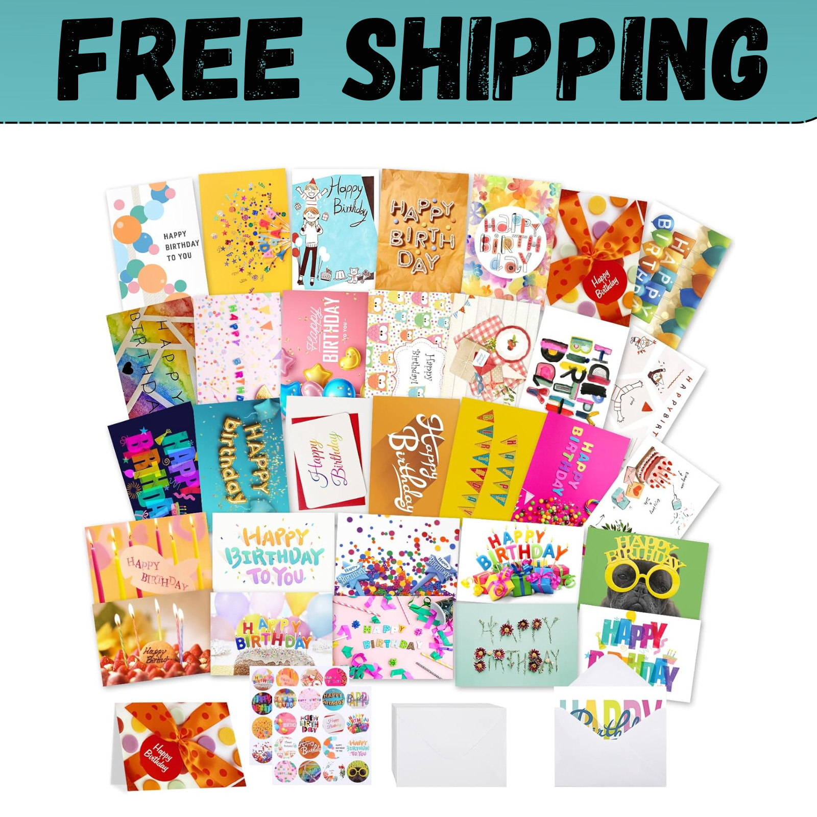 32 PCS Happy Birthday Cards Bulk with Envelopes, 4X6 Assorted Birthday Cards 32 PCS Happy Birthday Cards Bulk with Envelopes, 4X6 Assorted Birthday Cards