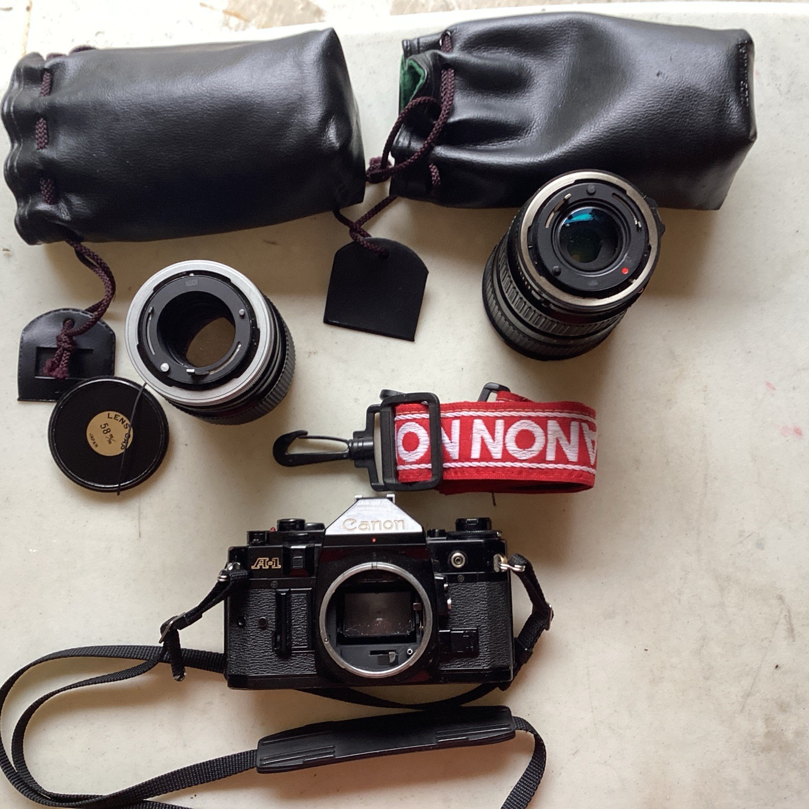 Vintage Canon A-1 35mm SLR Film Camera w/ Canon Zoom Lens FD 28-85mm & 135mm