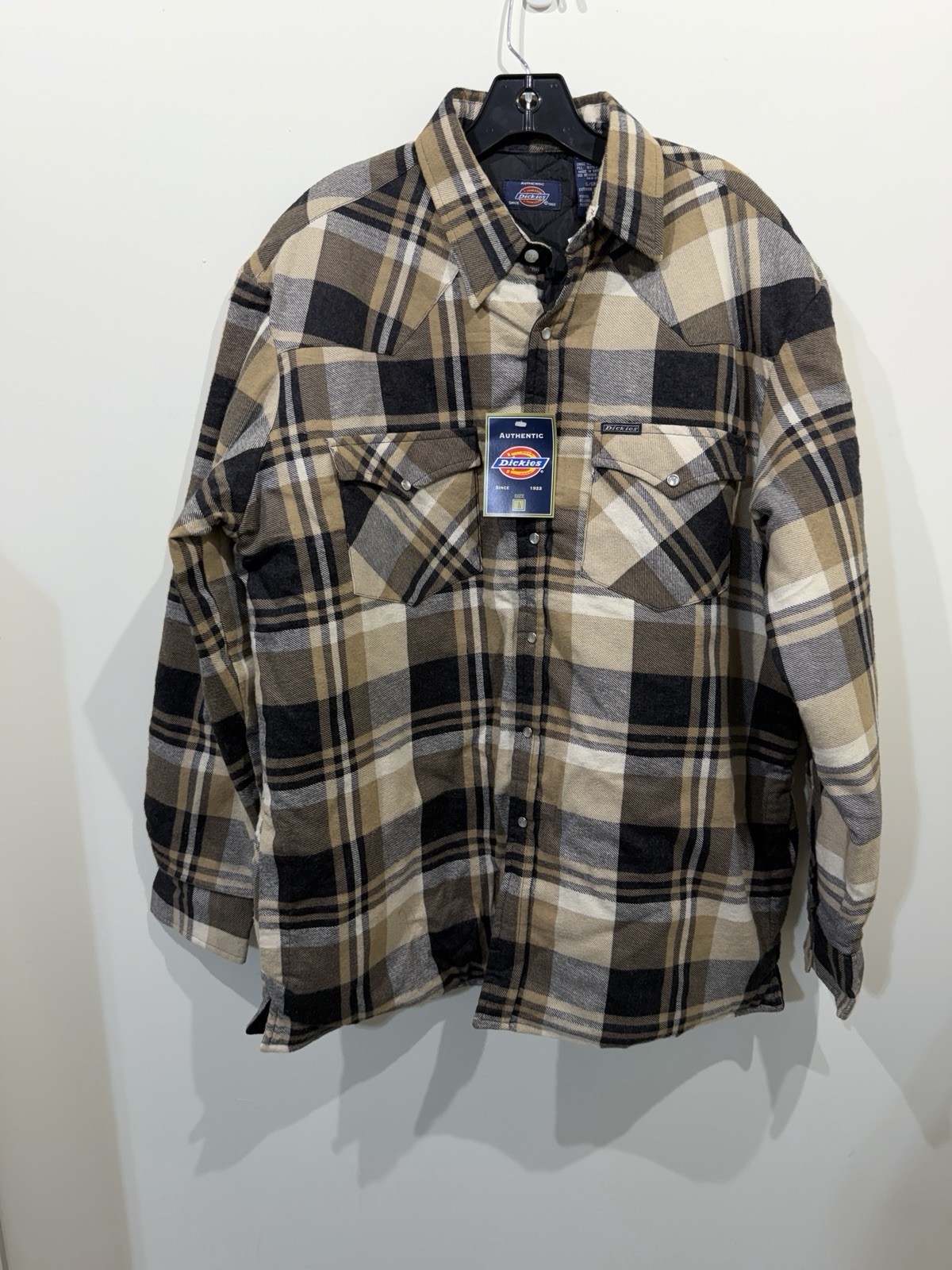 New Dickies Flannel Shirt Jacket Men’s L Plaid Quilted Lined Insulated Brown New Dickies Flannel Shirt Jacket Men’s L Plaid Quilted Lined Insulated Brown