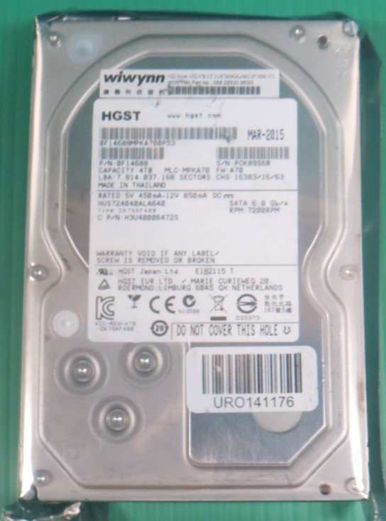 HGST Wiwynn 4TB / 64MB SATA / 7.2K / 3.5\ HGST Wiwynn 4TB / 64MB SATA / 7.2K / 3.5\