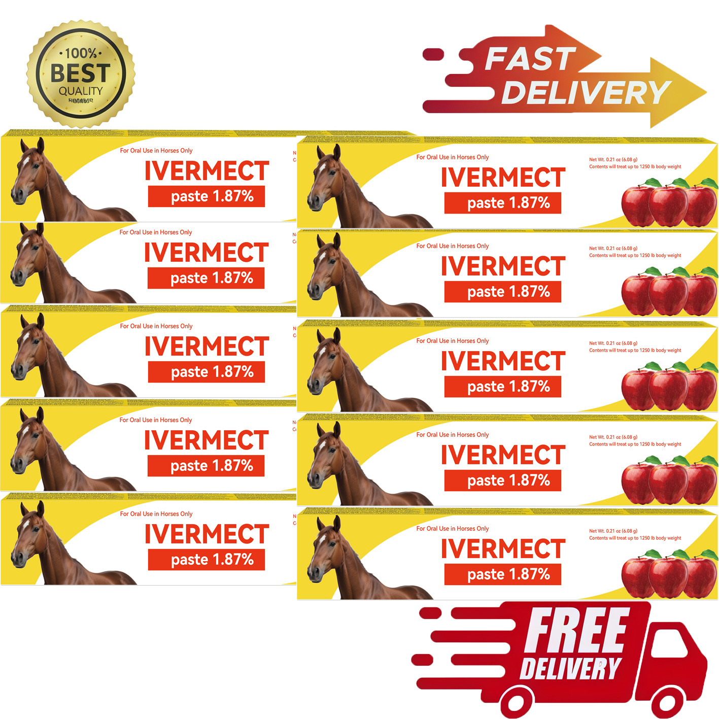 10 Pack New Paste Wormer Horse Dewormer Apple Flavor US  EXP 1/2028