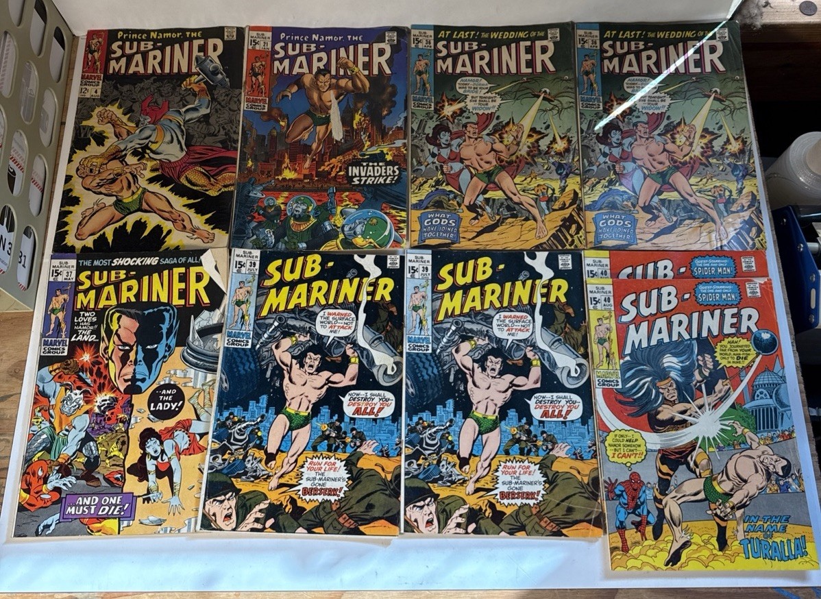 Vintage Sub-Mariner Comic Lot # 4 21 36 37 39 40 (Lot Of 9) Marvel 1960s 70s Vintage Sub-Mariner Comic Lot # 4 21 36 37 39 40 (Lot Of 9) Marvel 1960s 70s