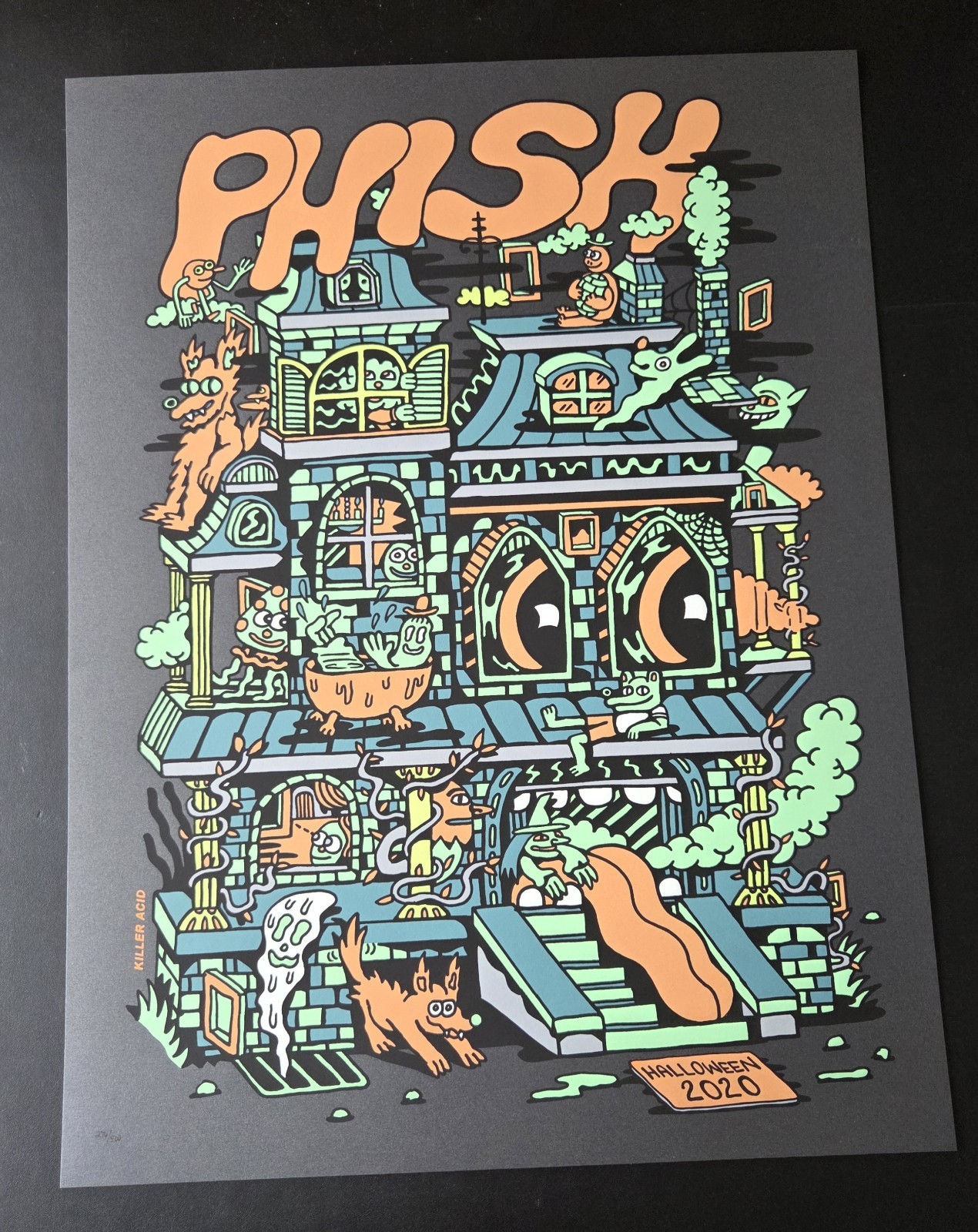 Phish Halloween 2020 Poster by Killer Acid Glow In Dark Variant Print #d of 500 Phish Halloween 2020 Poster by Killer Acid Glow In Dark Variant Print #d of 500