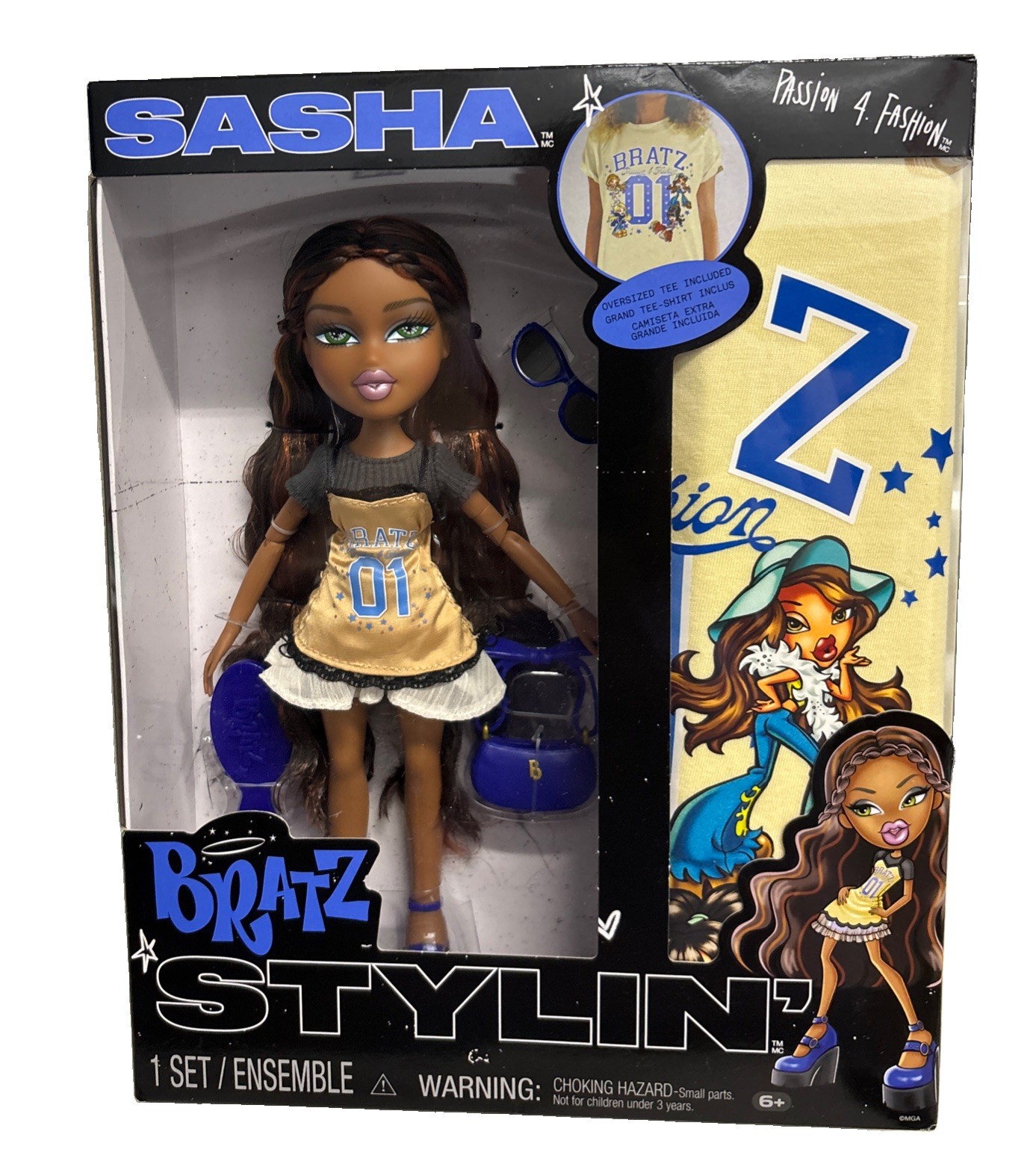  2025 Bratz Stylin\' Sasha Fashion Doll + Accessories & Adult Size XL Shirt NEW