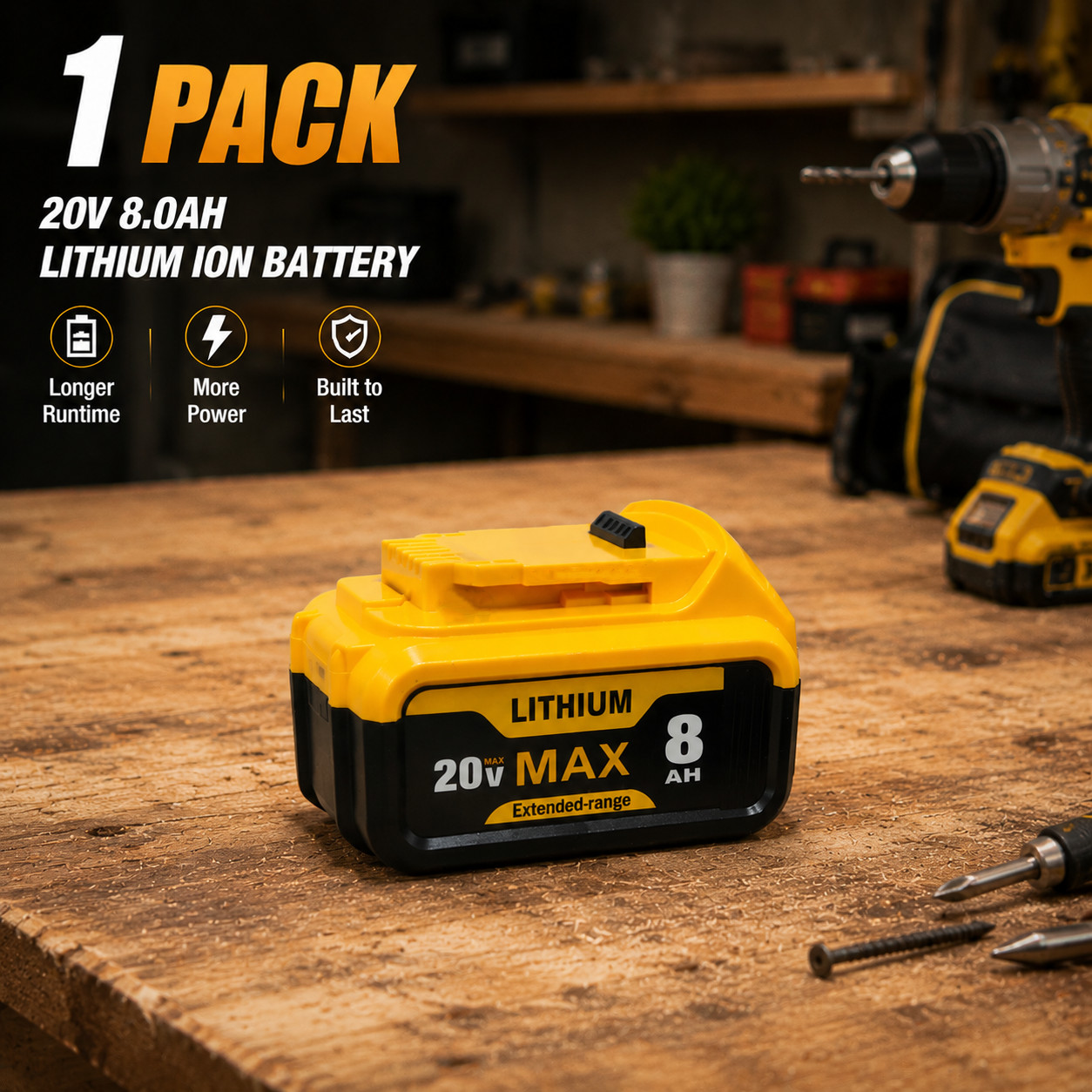 1/2/4Pack High-Capacity Replacement Lithium Battery Combo Set, 12000mAh