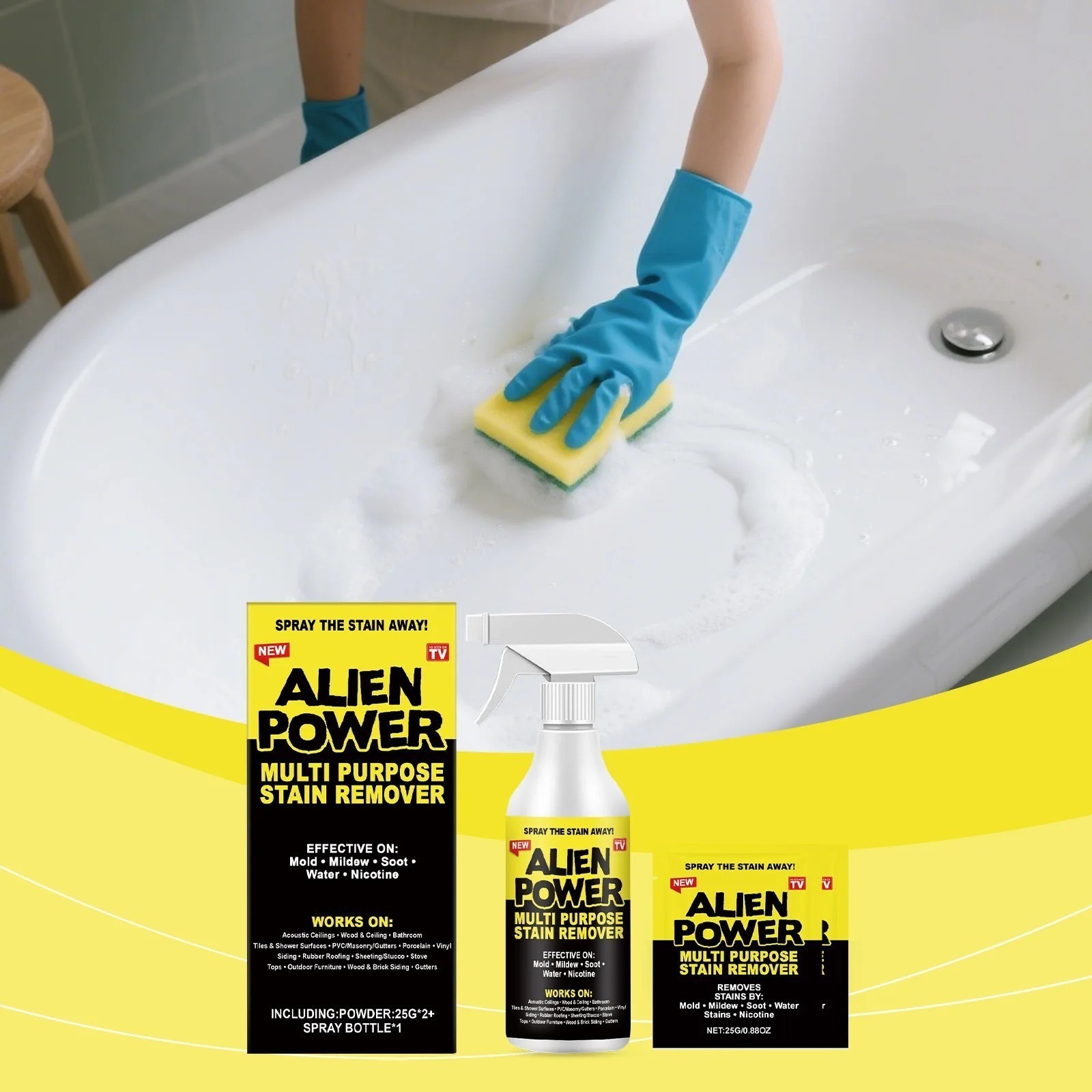Alien Power Multi Stain Remover Spray Mold Mildew Cleaner Bathroom Tile Set 2Pk