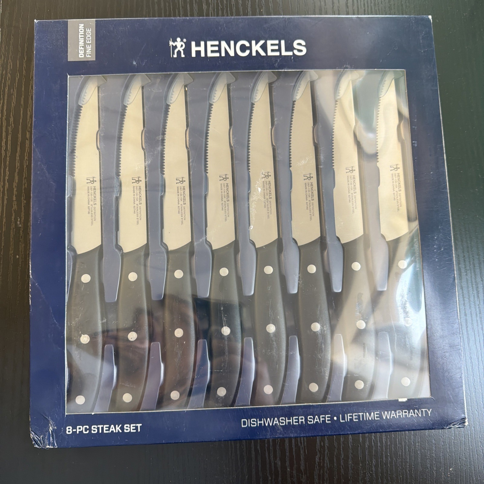 Henckels Definition 4.5in Blade Stainless Steel Steak Knife Set of 8 NEW