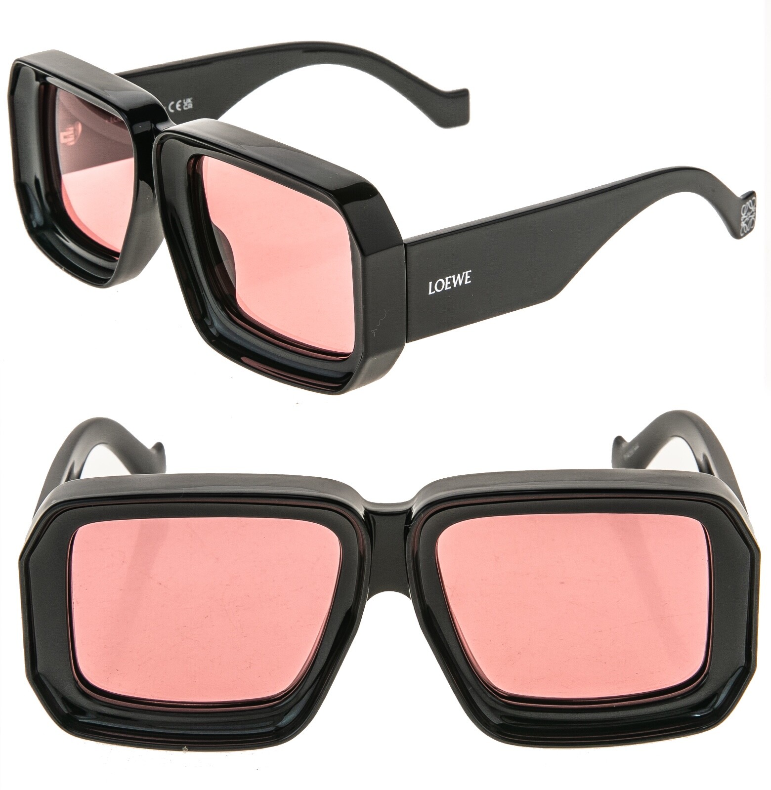 LOEWE LW40064U PAULA IBIZA Square Black Pink 40064 Unisex Chunky Sunglasses