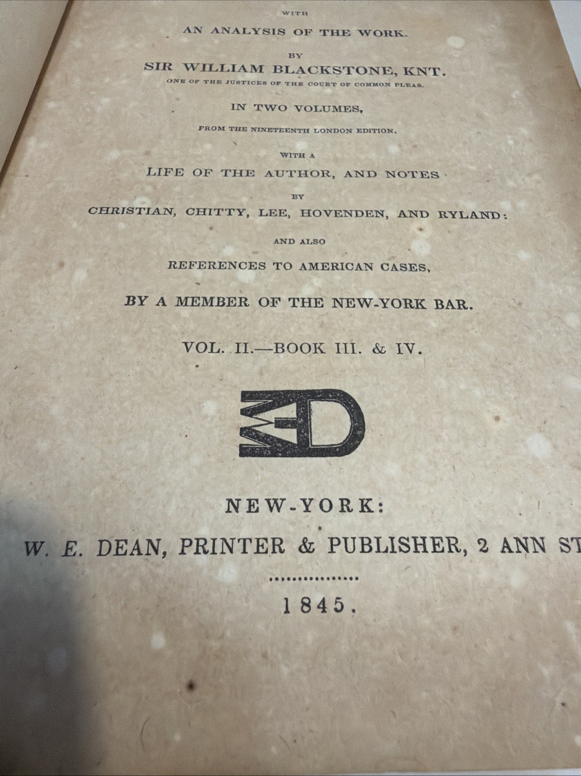 Antique 1845 Commentaries On The Laws Of England Old Book 181 Years Old Antique 1845 Commentaries On The Laws Of England Old Book 181 Years Old