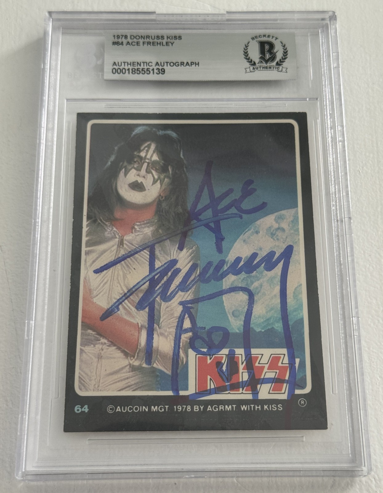 Ace Frehley Signed Auto Slabbed 1978 Kiss Card Beckett BAS
