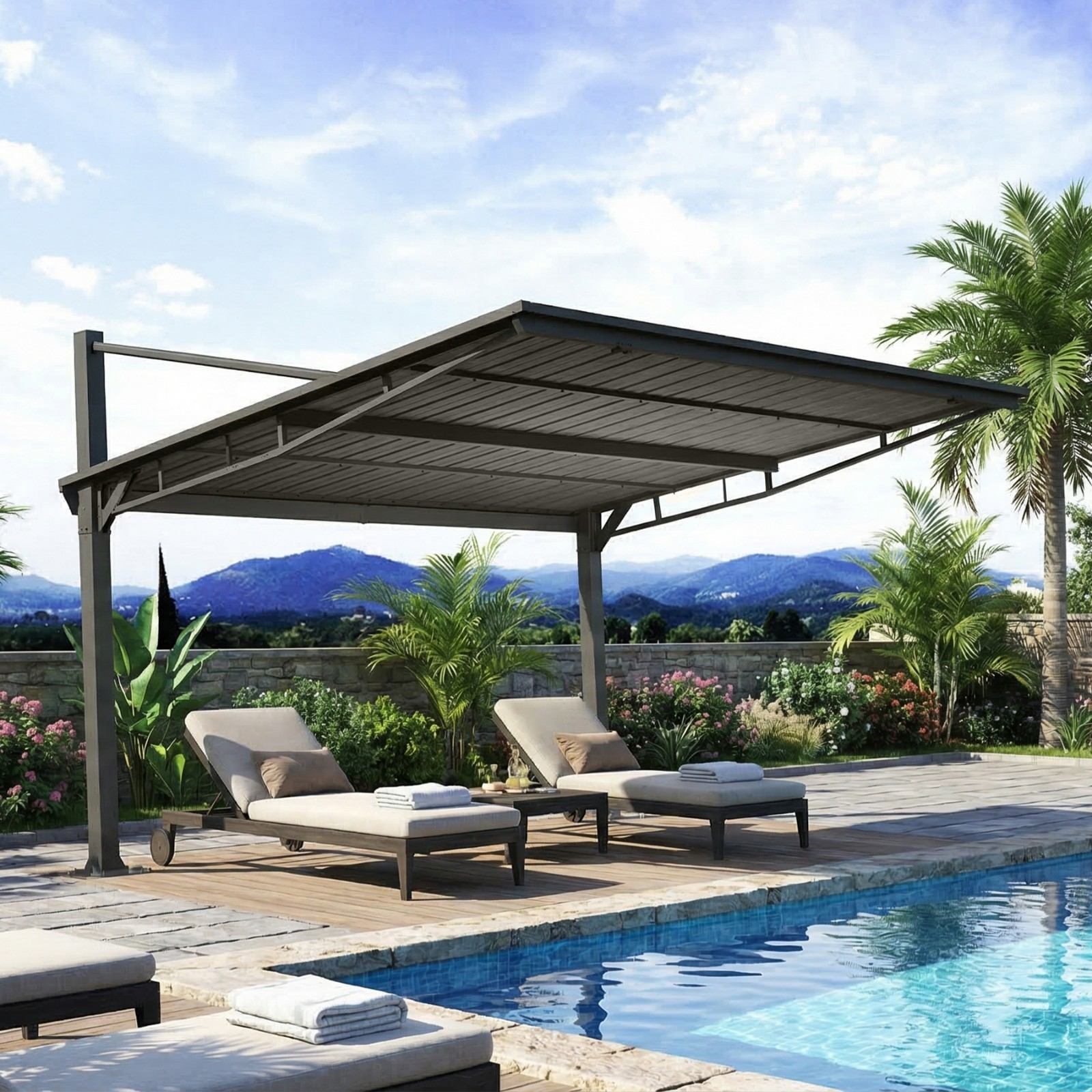 Domi 12\'x10\'Metal Gazebo,Freestanding Hardtop Canopy for Patio&Poolside,Grey