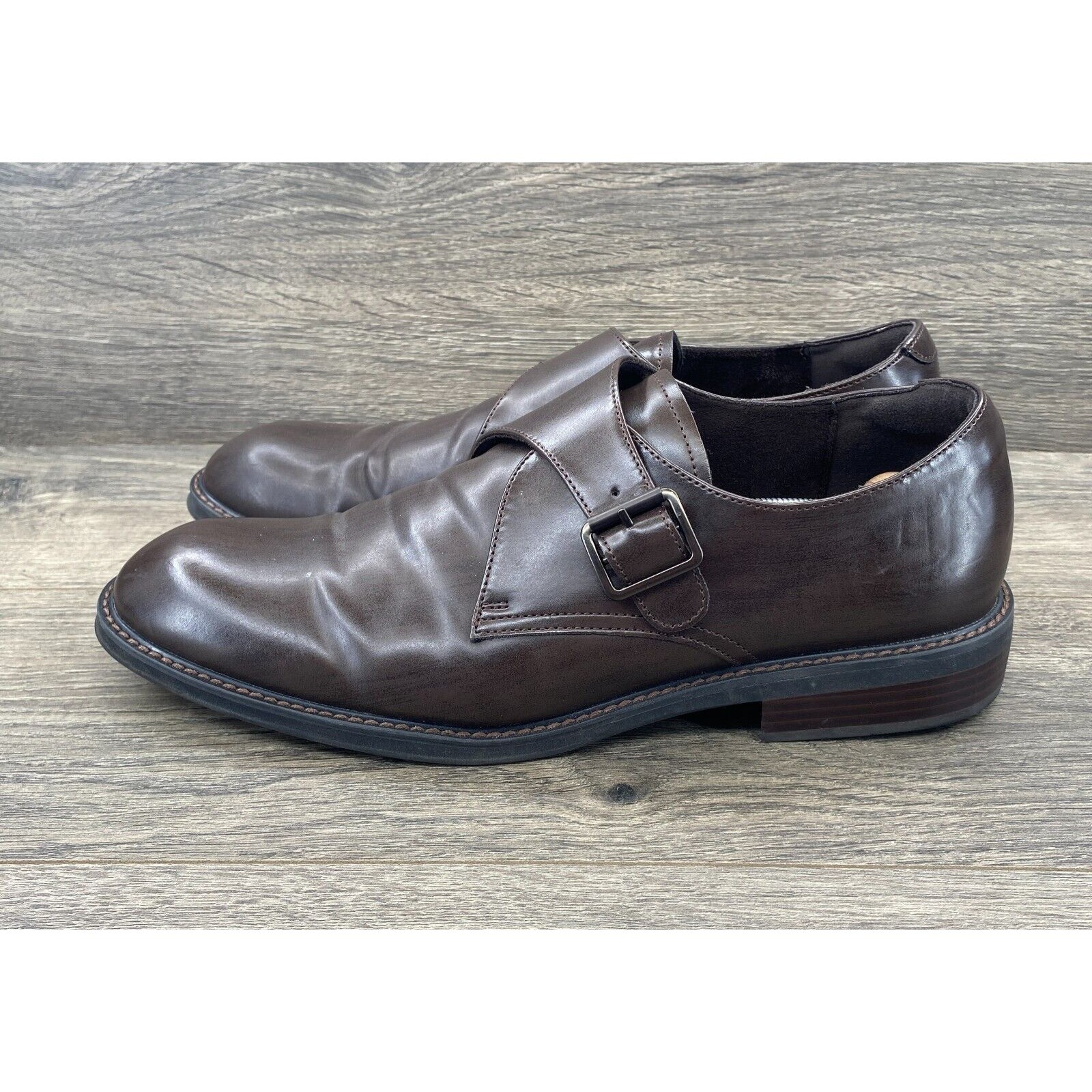 Robert David Men\'s Monk Strap Dress Leather Shoes Size US 10 Brown Robert David Men\'s Monk Strap Dress Leather Shoes Size US 10 Brown