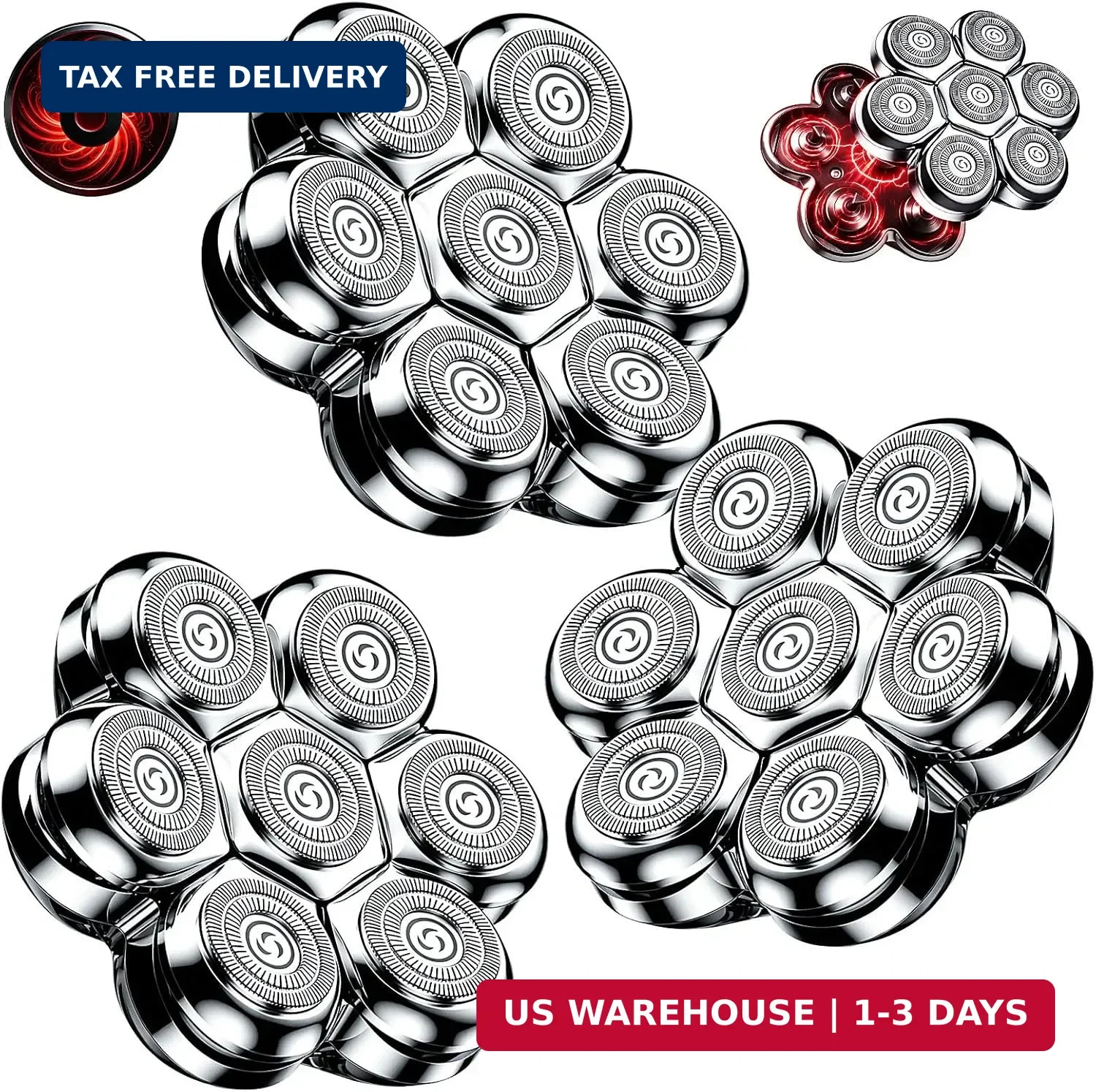 3PCS 7D Magnetic Floating Shaver Replacement Heads Compatible with Freebird 3PCS 7D Magnetic Floating Shaver Replacement Heads Compatible with Freebird