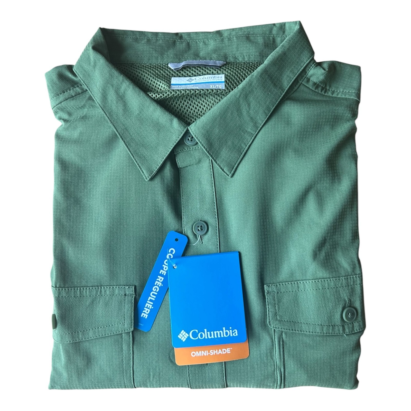 Columbia Omni Shade Mens Long Sleeve Shirt Canteen Green 40 UPF Size XL Columbia Omni Shade Mens Long Sleeve Shirt Canteen Green 40 UPF Size XL