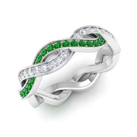 1.08 Ct Natural Emerald Diamond Anniversary Eternity Band 14K Real White Gold 1.08 Ct Natural Emerald Diamond Anniversary Eternity Band 14K Real White Gold