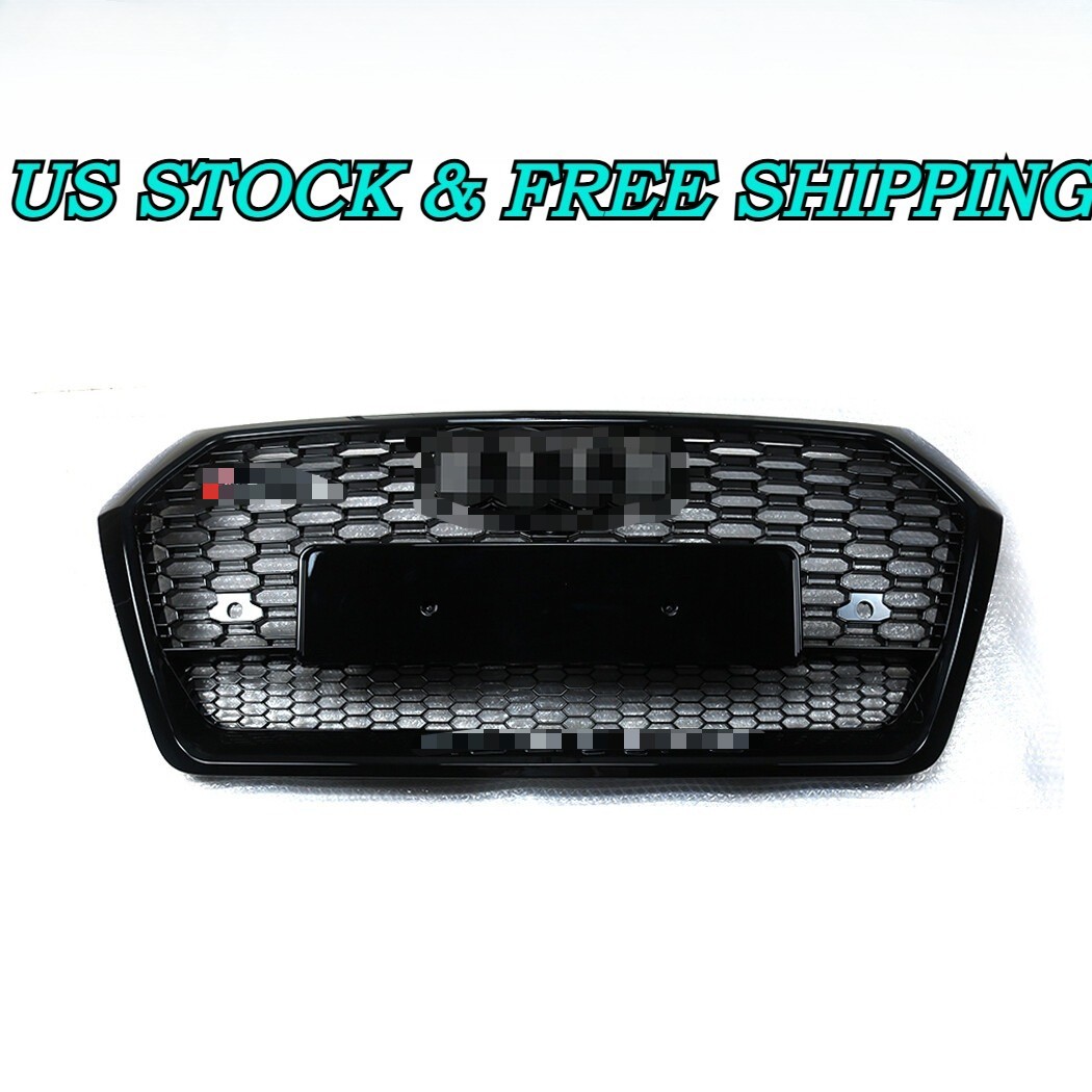 Fit For Audi Q5 SQ5 2018 2019 RSQ5 Front Honeycomb Mesh Grille  Gloss Black