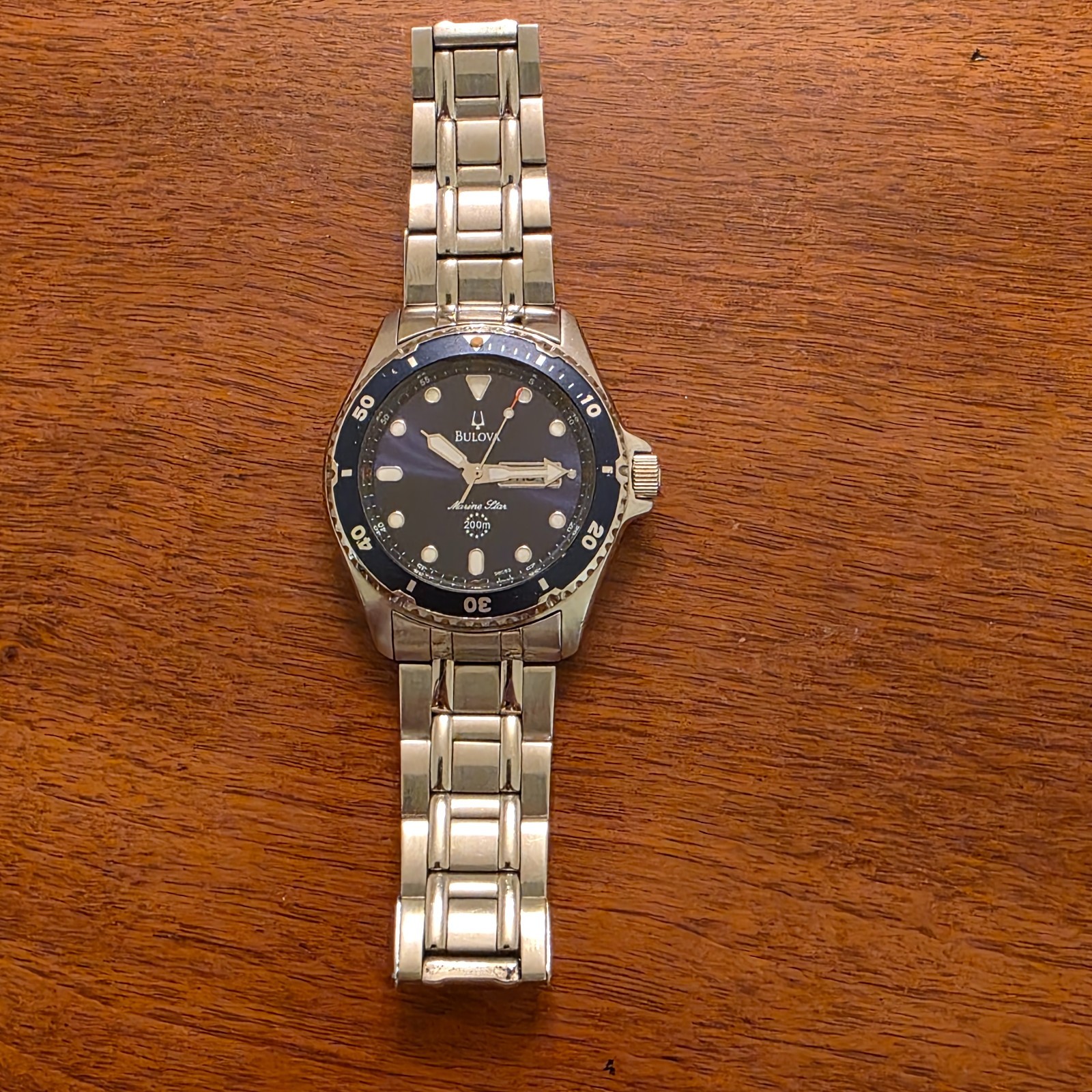 2007 Bulova Marine Star 200m Dive Watch Blue Dial C8671142 41mm Case New Battery