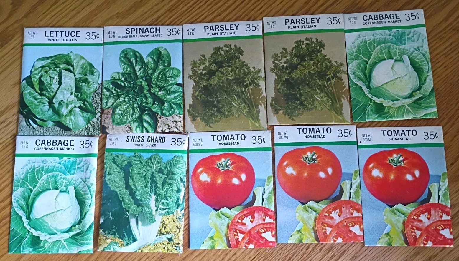 Vintage 1977 Vegetable Seeds 10 Packs Lot 2 Tomato Lettuce Chard Cabbage Vintage 1977 Vegetable Seeds 10 Packs Lot 2 Tomato Lettuce Chard Cabbage