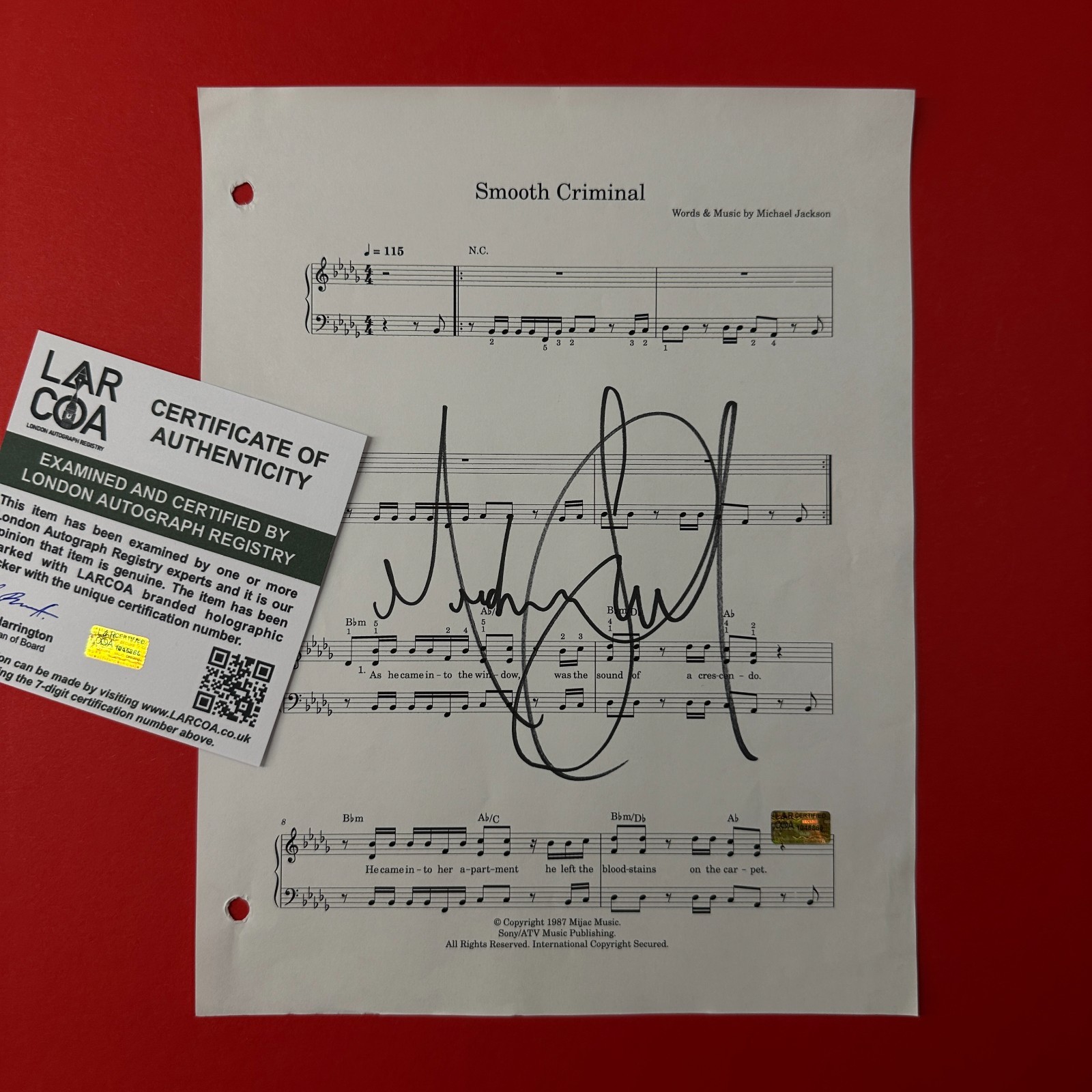 MICHAEL JACKSON Hand-Signed \