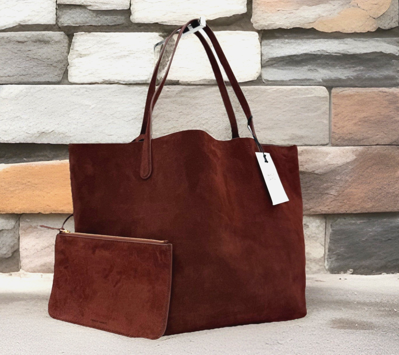 AUTH $795 NWT Mansur Gavriel Large Everyday Soft Suede Leather Tote-Chocolate