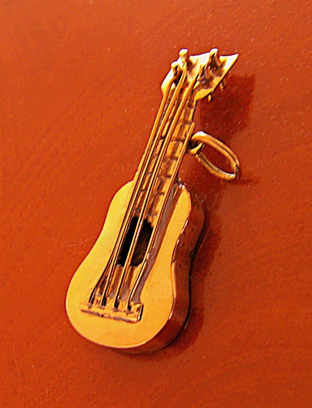 Vintage French solid 14K gold guitar charm pendant