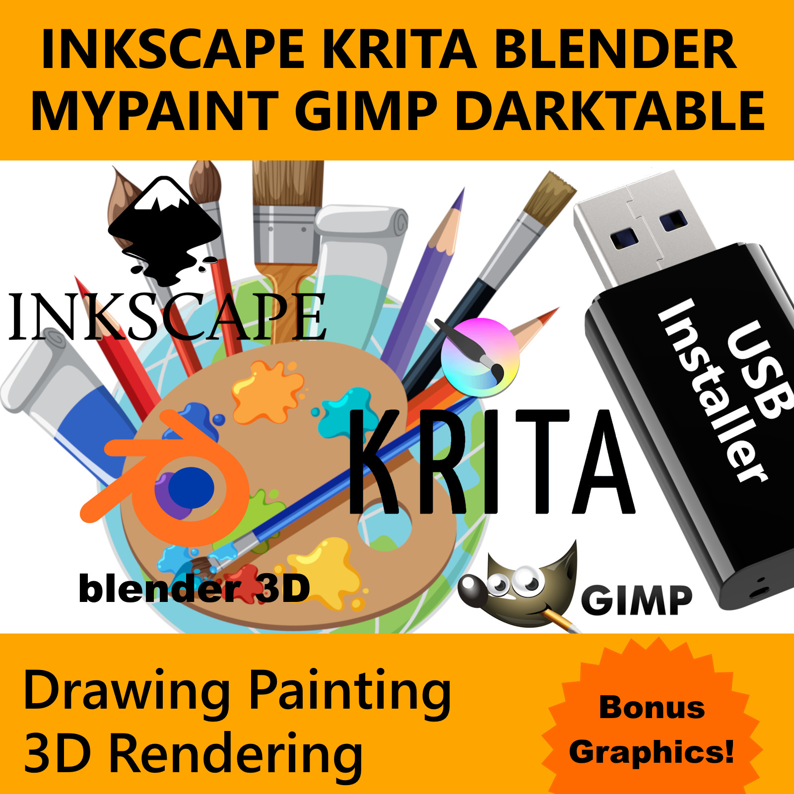 Graphics Art 6 in 1 Inkscape Krita Blender Alternatives to Photoshop Illustrator