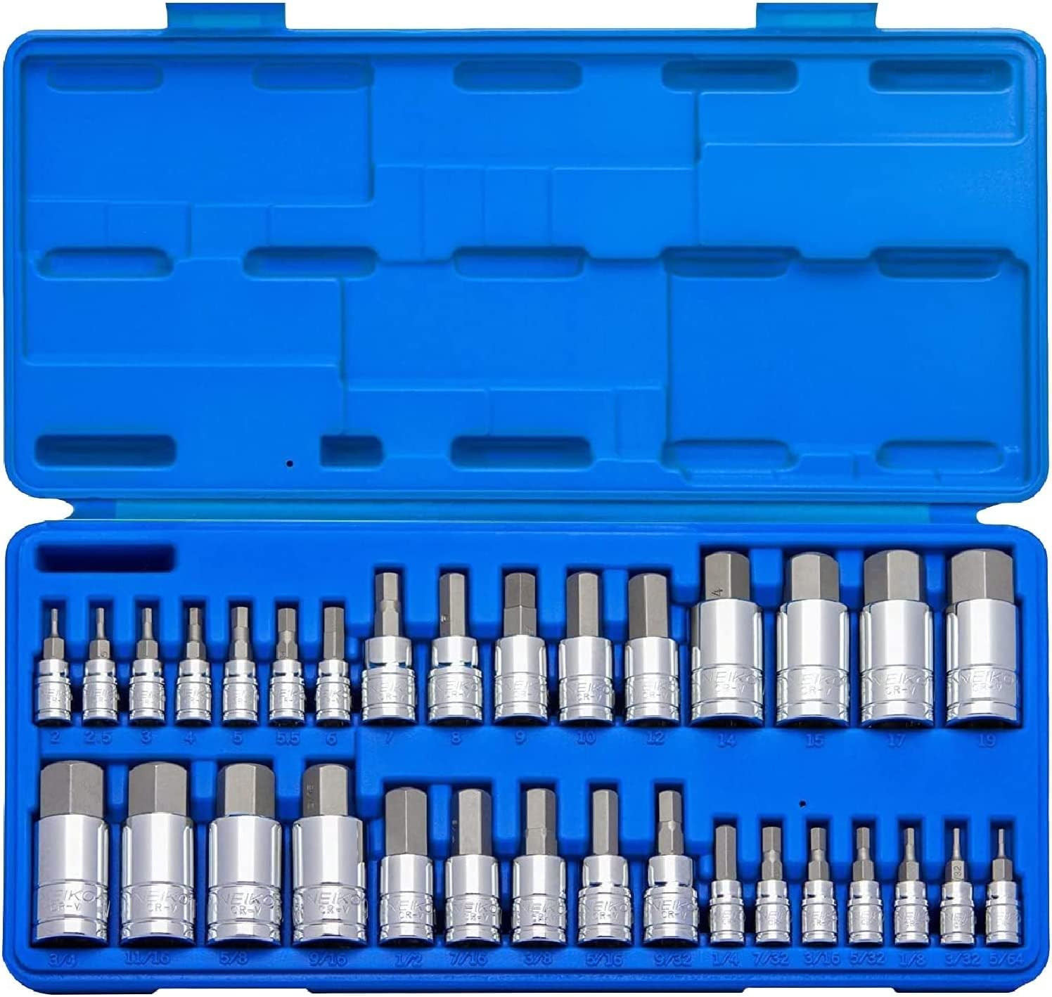 10288A 32Pc Allen Hex Bit Socket Set SAE Metric S2 Steel Hex Key Sockets