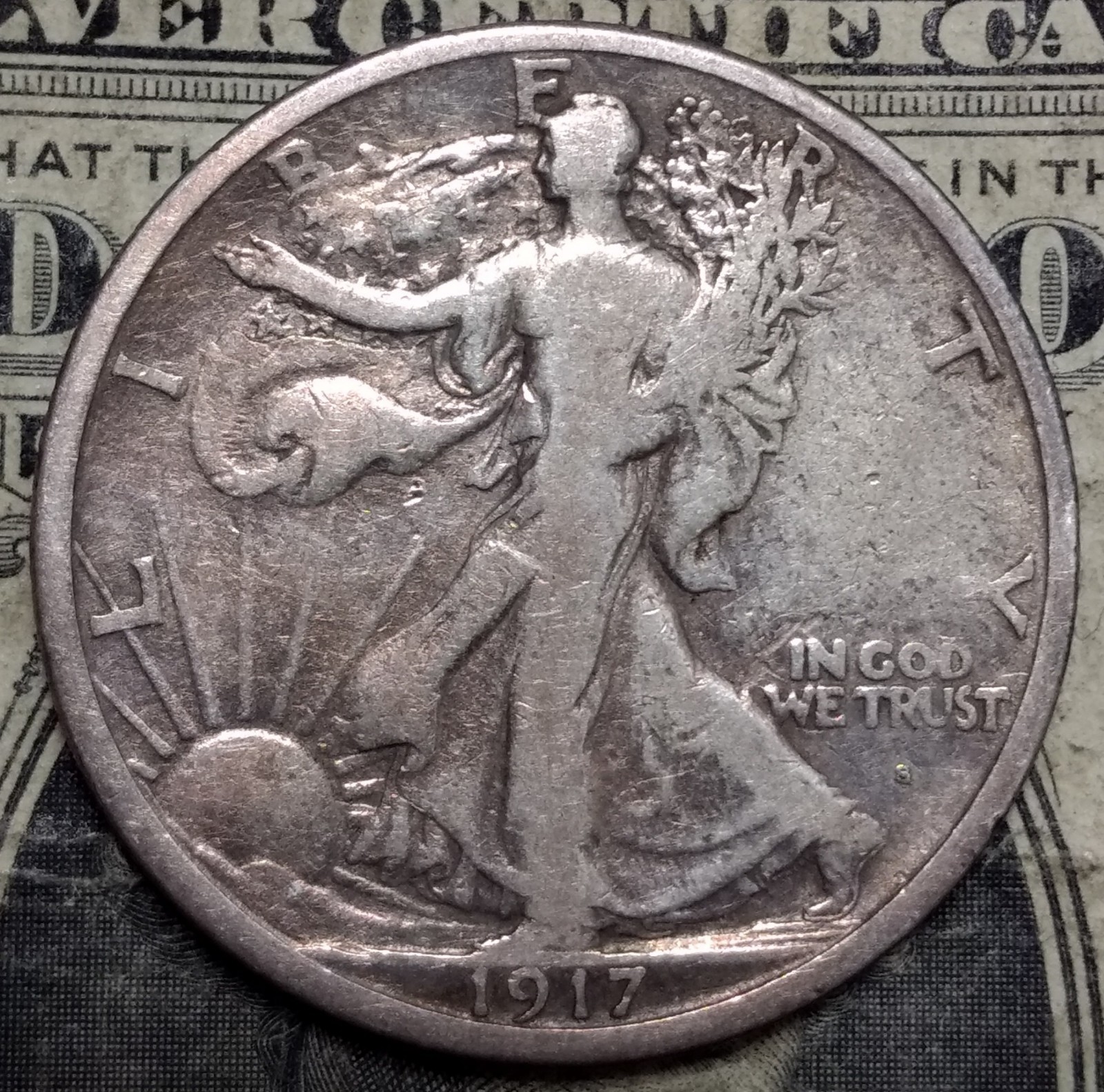1917-S Obverse Walking Liberty Half Dollar ~ Fine Details