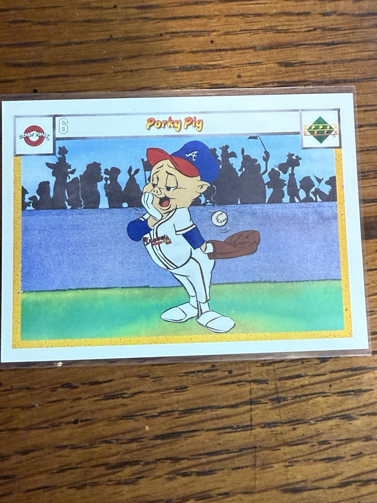 PORKY PIG LOONEY TUNES 1990 UPPER DECK TRADING CARD #6/15 Atlanta Braves PORKY PIG LOONEY TUNES 1990 UPPER DECK TRADING CARD #6/15 Atlanta Braves