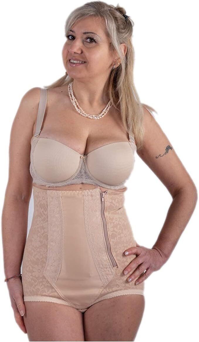 BODYPERFECT Women's High-Waisted Shapewear Corset Zipper Hooks Made in Italy