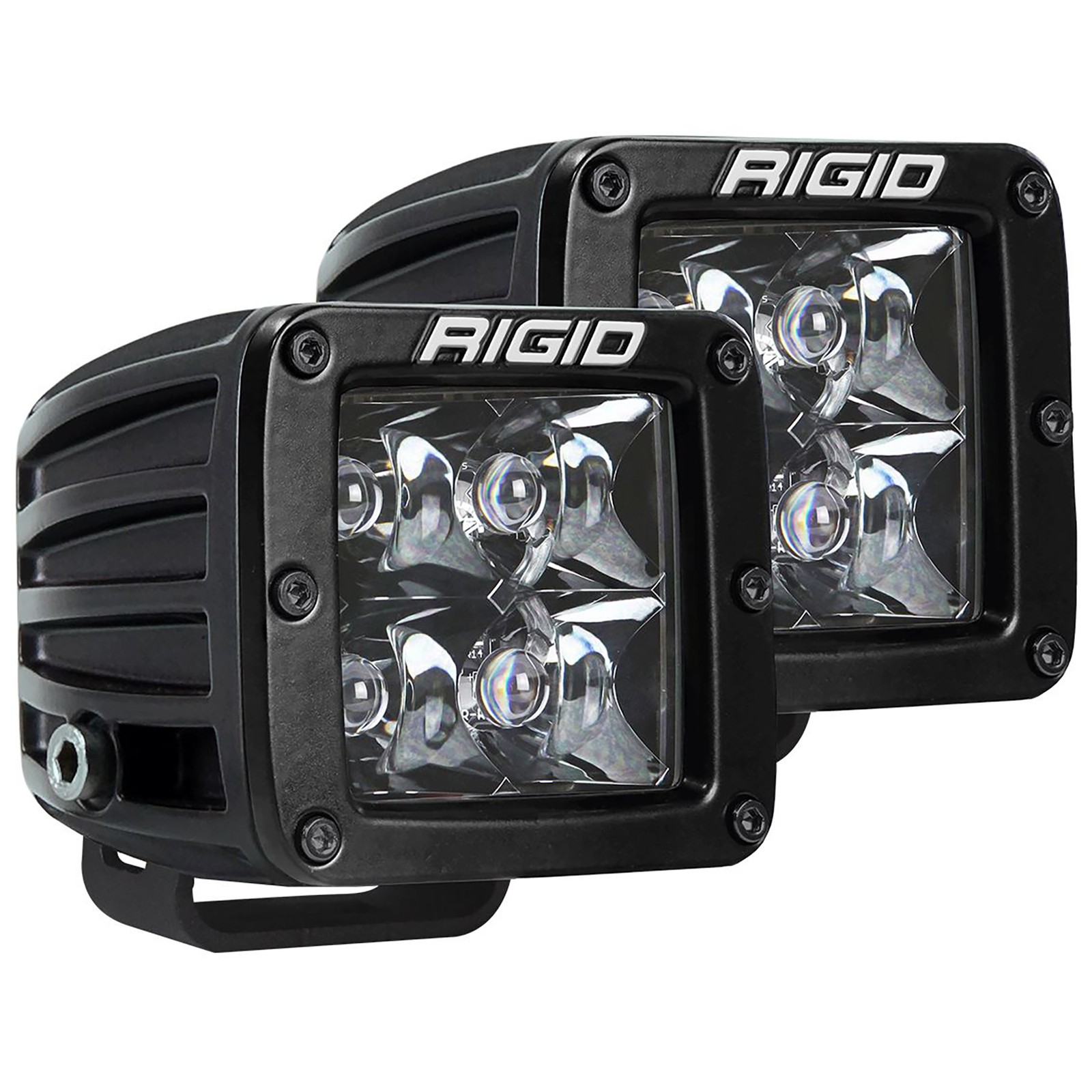 Rigid 202213BLK D-Series PRO Spot White Square LED Lights Pair Kit Set Aluminum