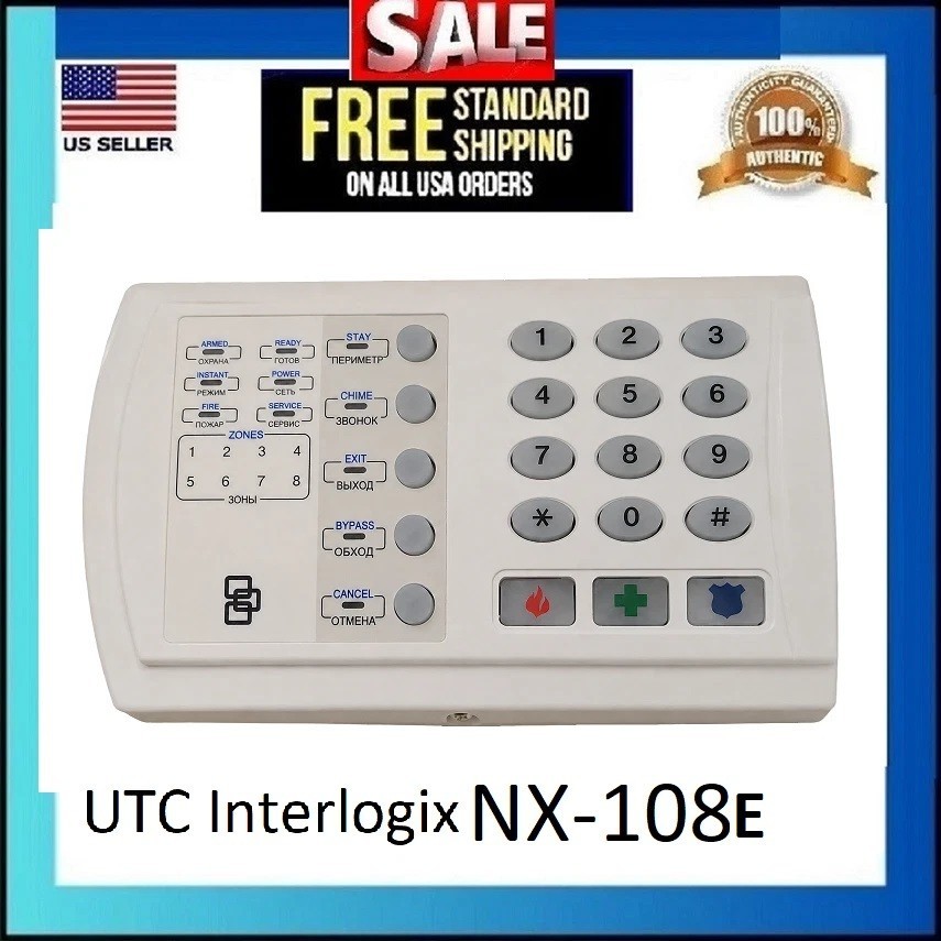 Interlogix GE Security Caddx NetworX NX124 NX-108E LED Alarm Keypad NX-108-RU