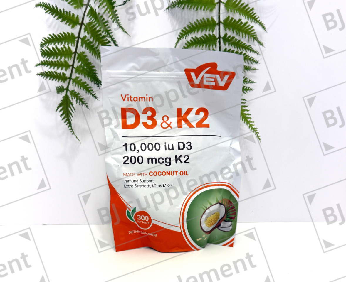 VEV Vitamin D3 K2 10000 IU D3 200mcg K2 with MK7 Supports Bone and Teeth Heal...